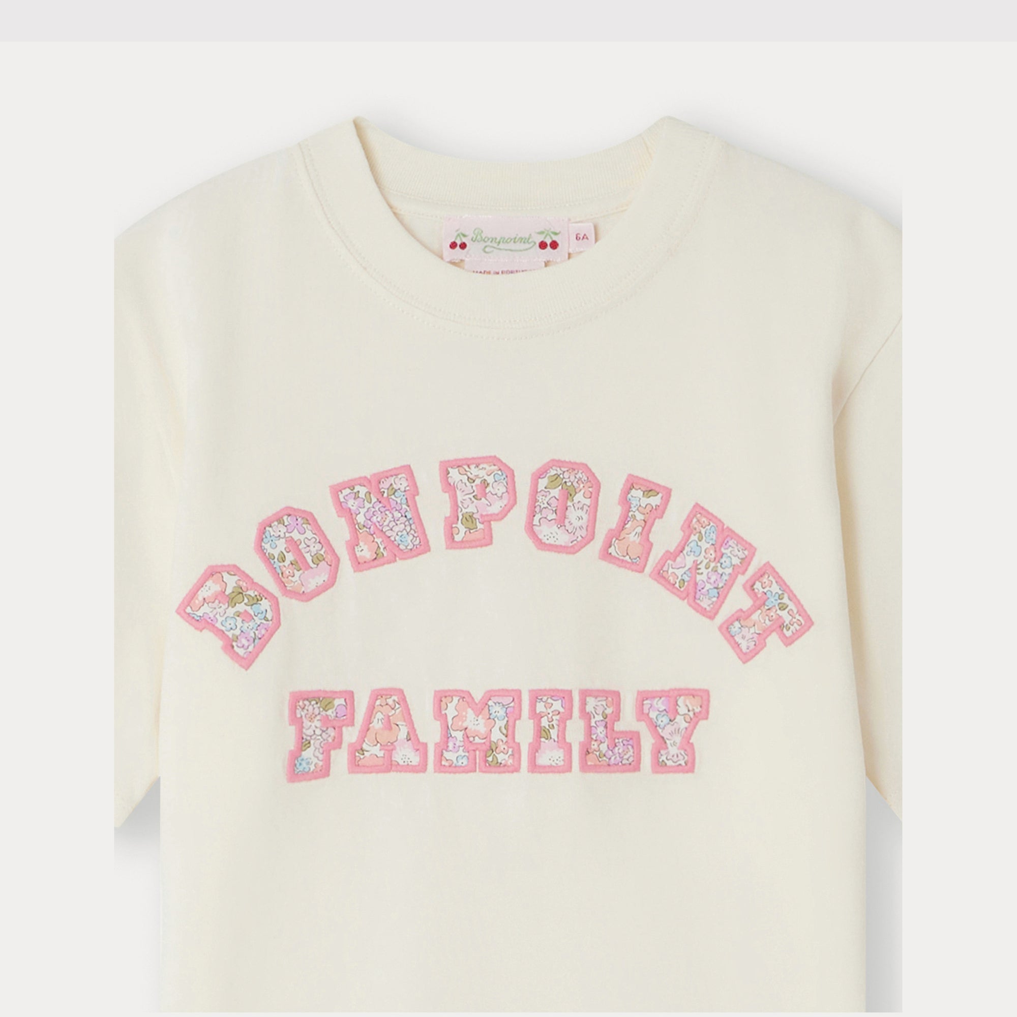 Girls White Embroidered Cotton T-Shirt