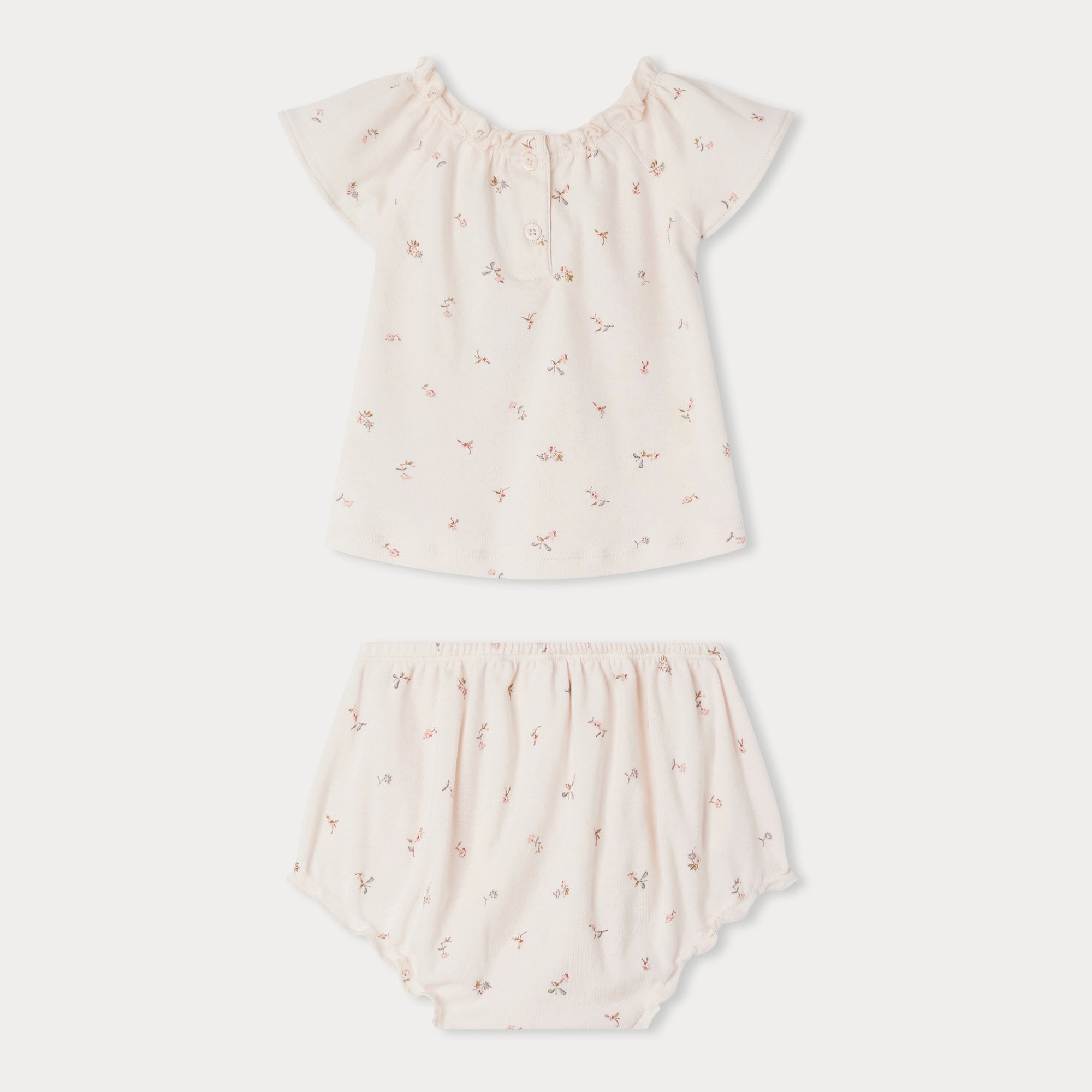 Baby Girls Light Pink Floral Cotton Set
