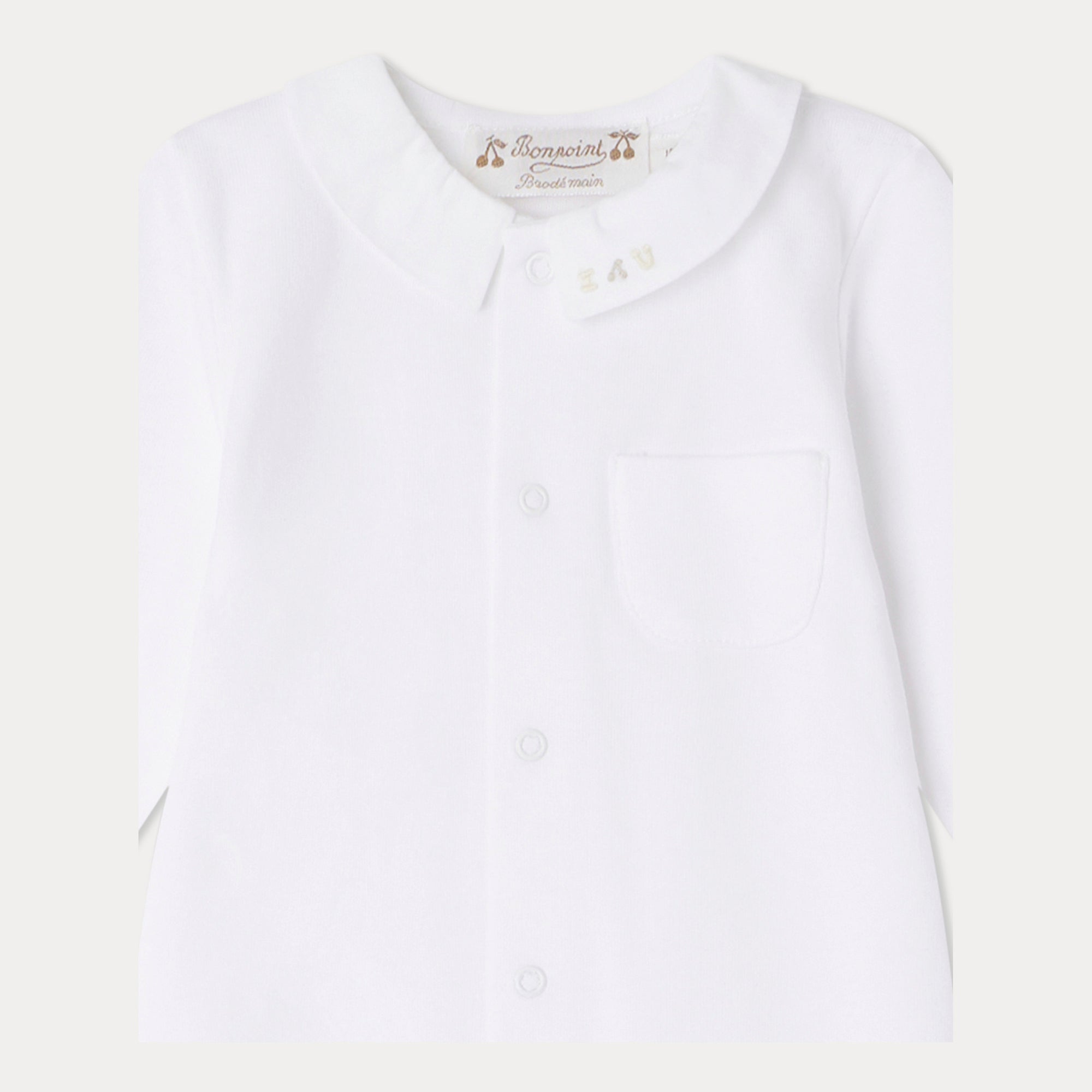 Baby Boys & Girls White Cotton Babysuit