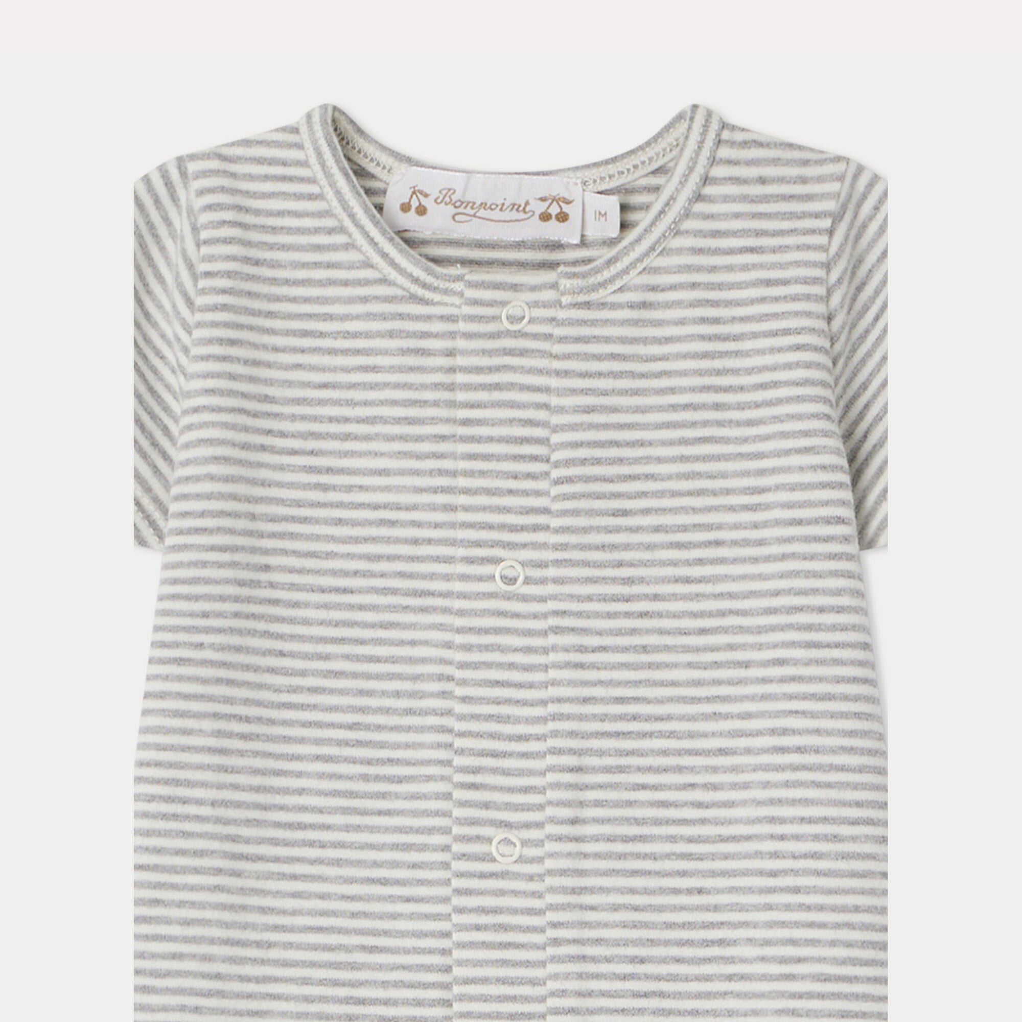 Baby Boys & Girls Grey Stripes Cotton Babysuit