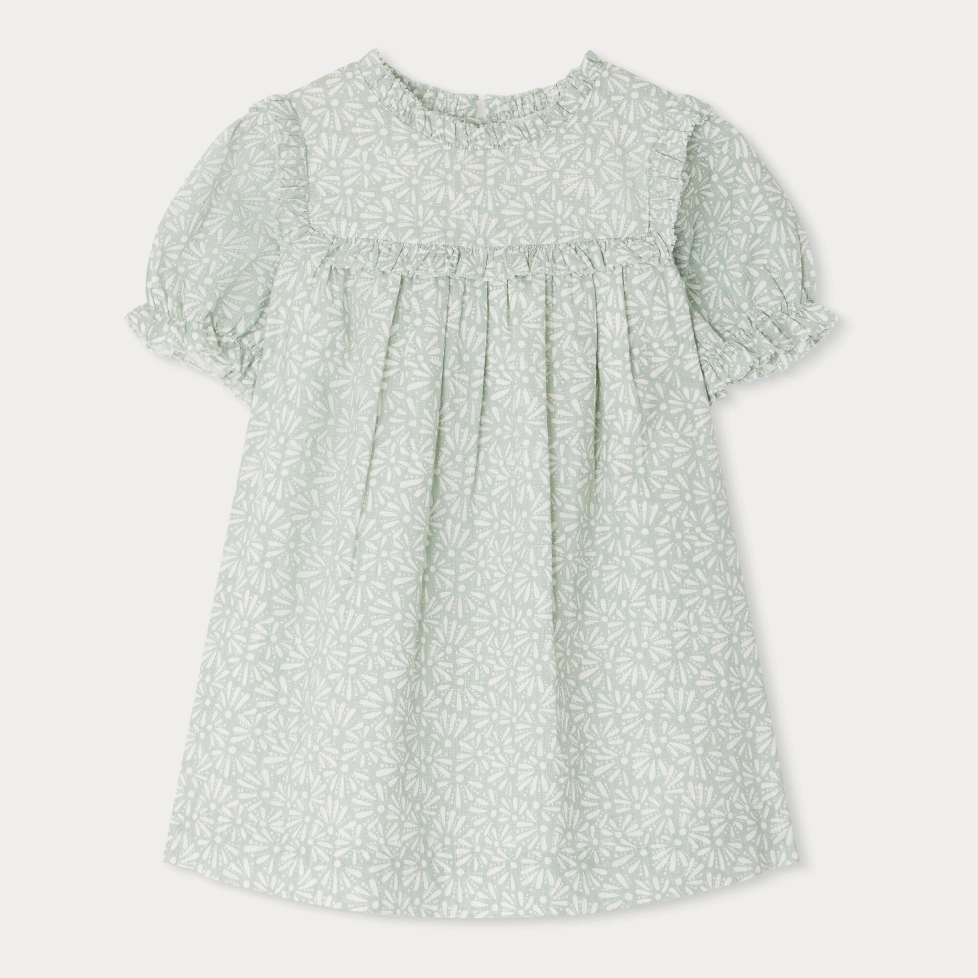 Baby Girls Mint Floral Cotton Dress