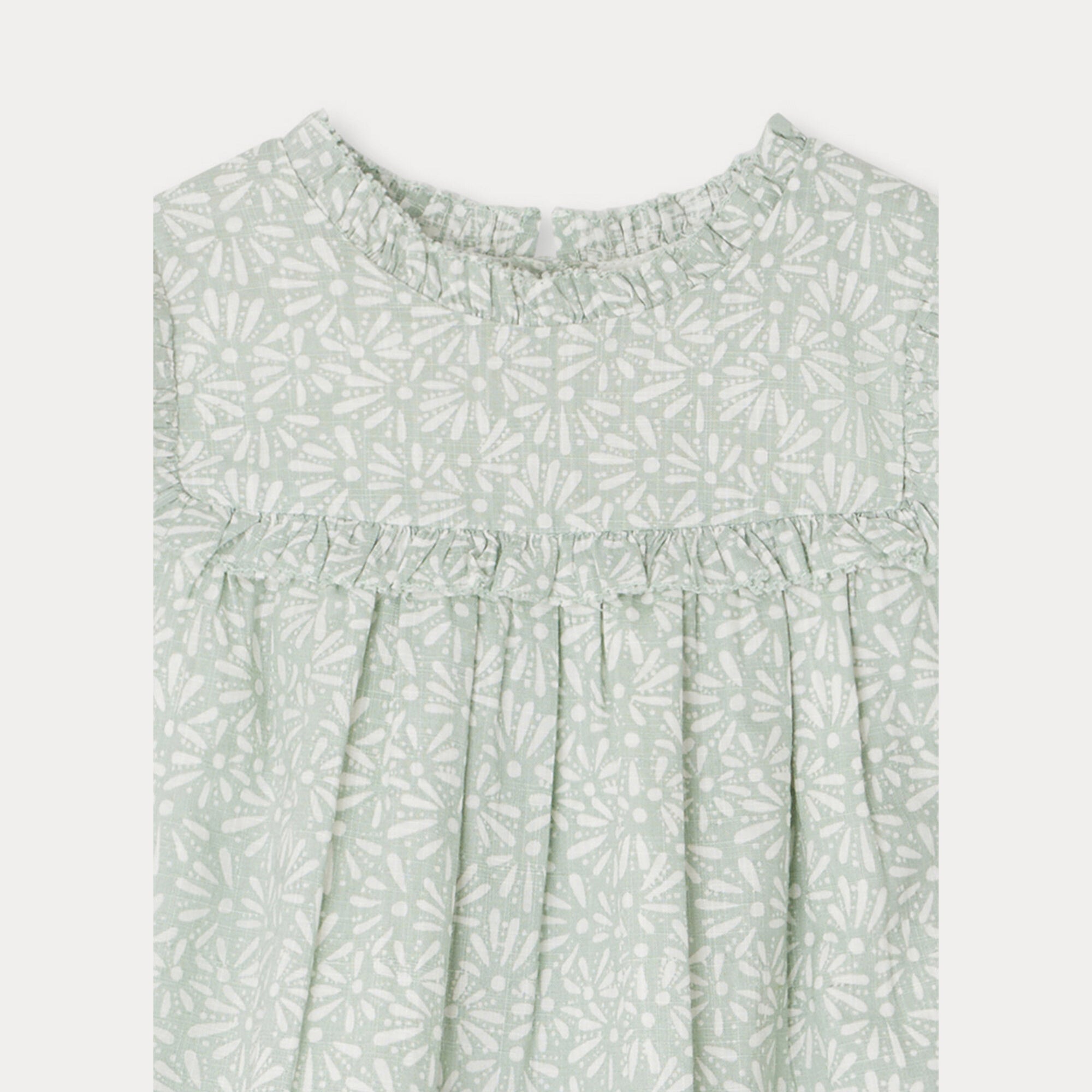 Baby Girls Mint Floral Cotton Dress