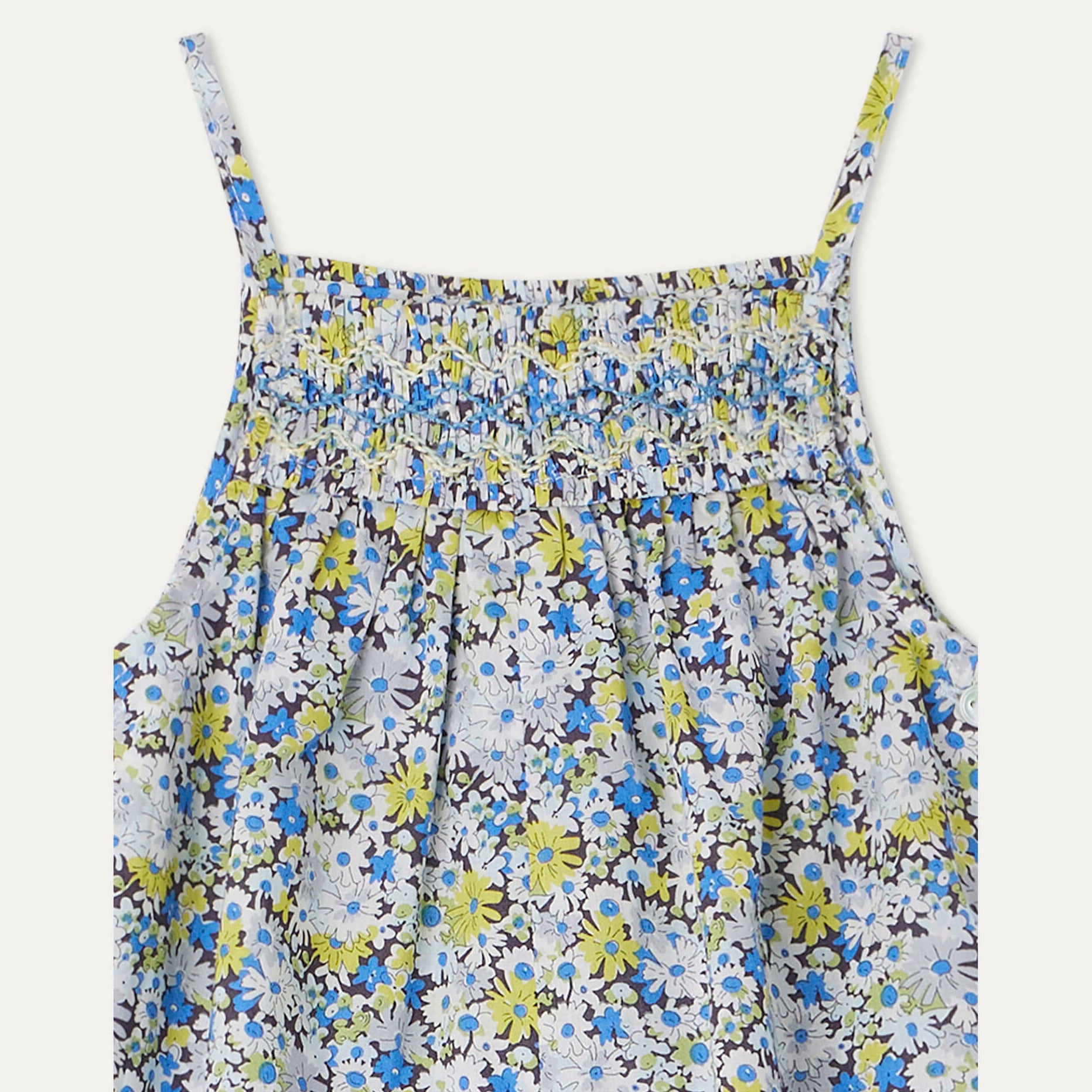 Baby Girls Blue Floral Strap Trousers