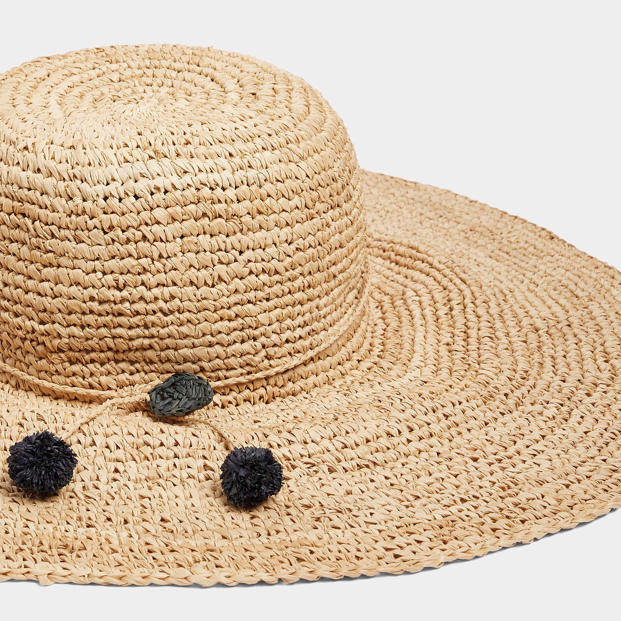 Girls Beige Raffia Sun Hat