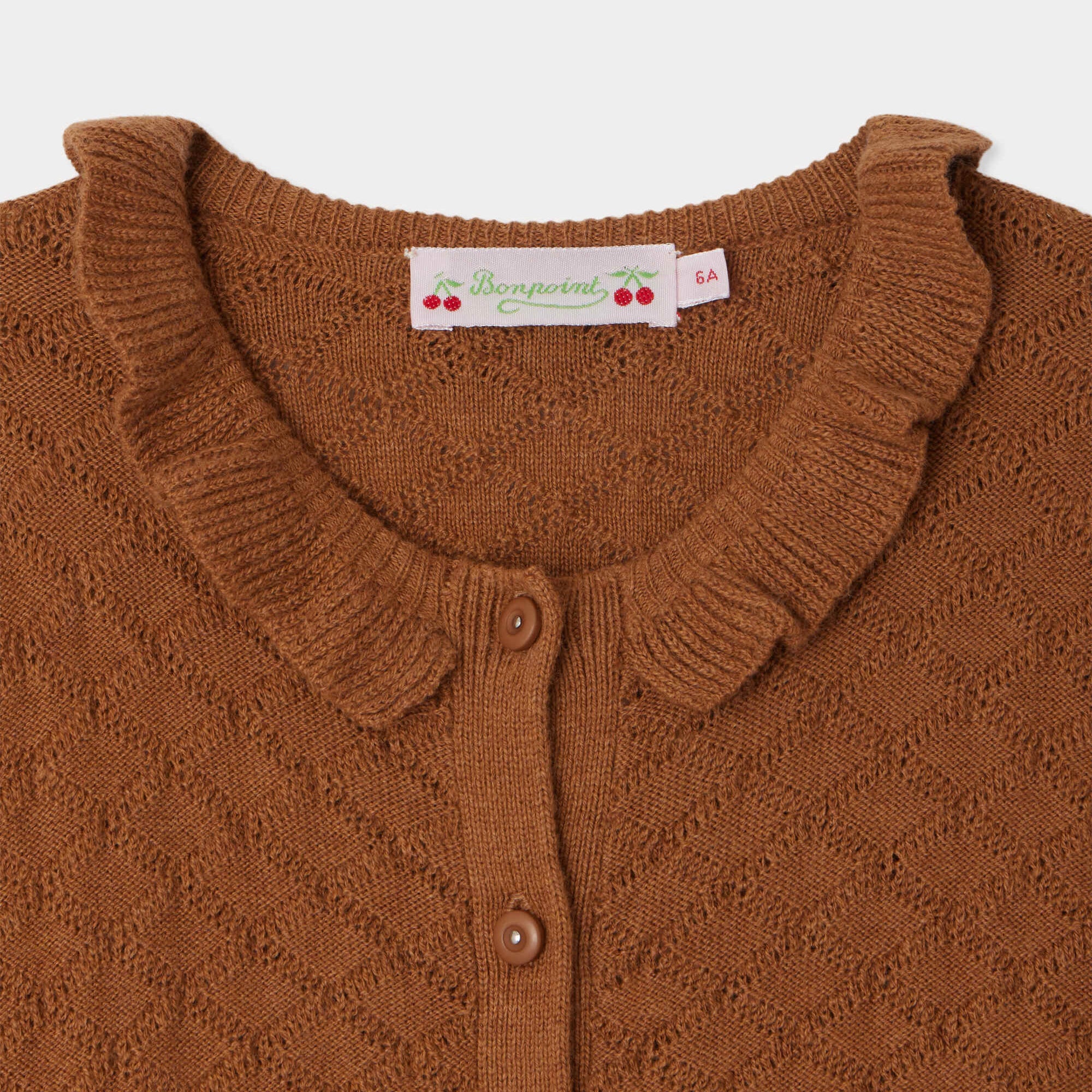 Girls Brown Cotton Cardigan