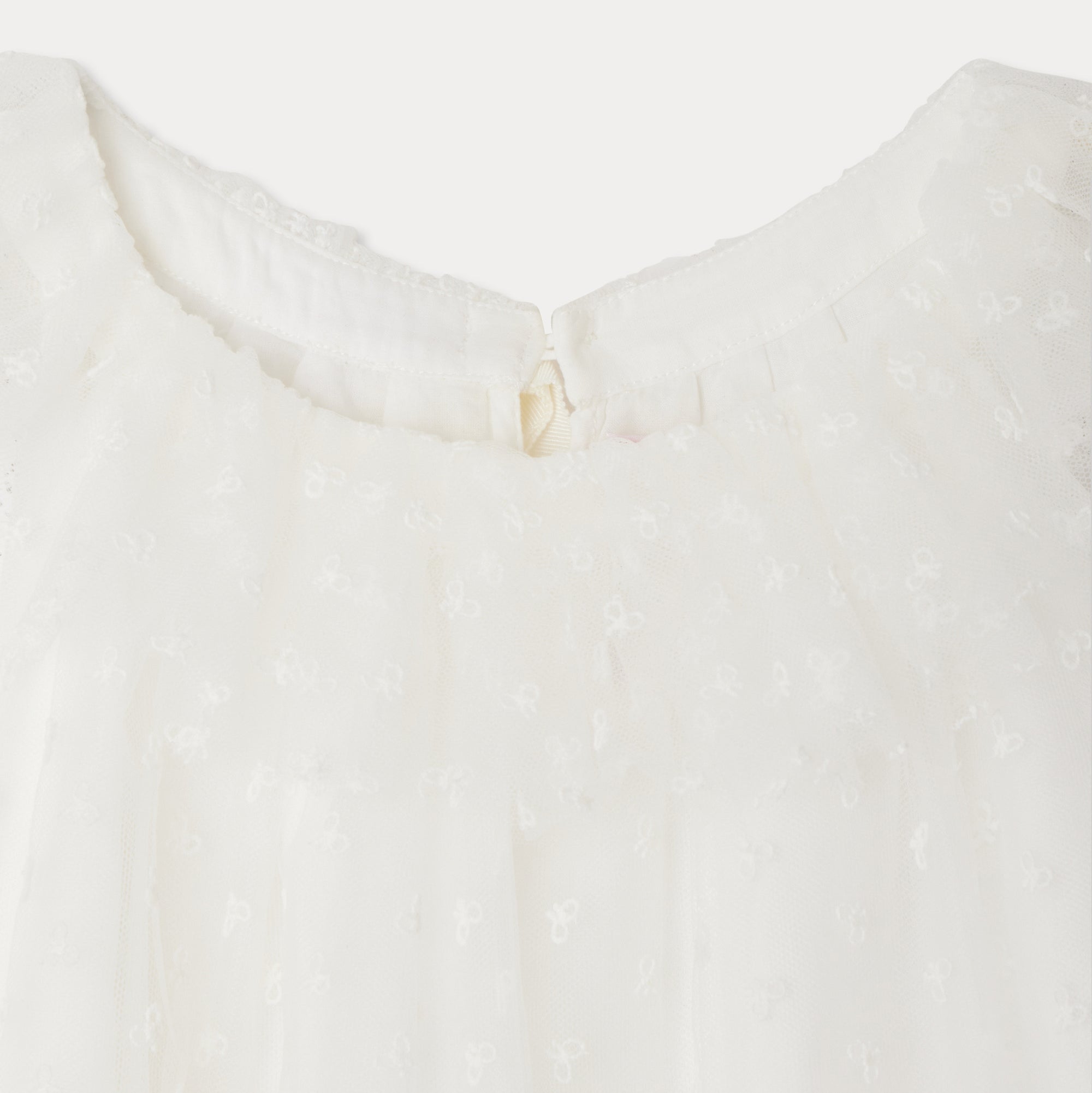 Girls White Embroidered Tulle Dress