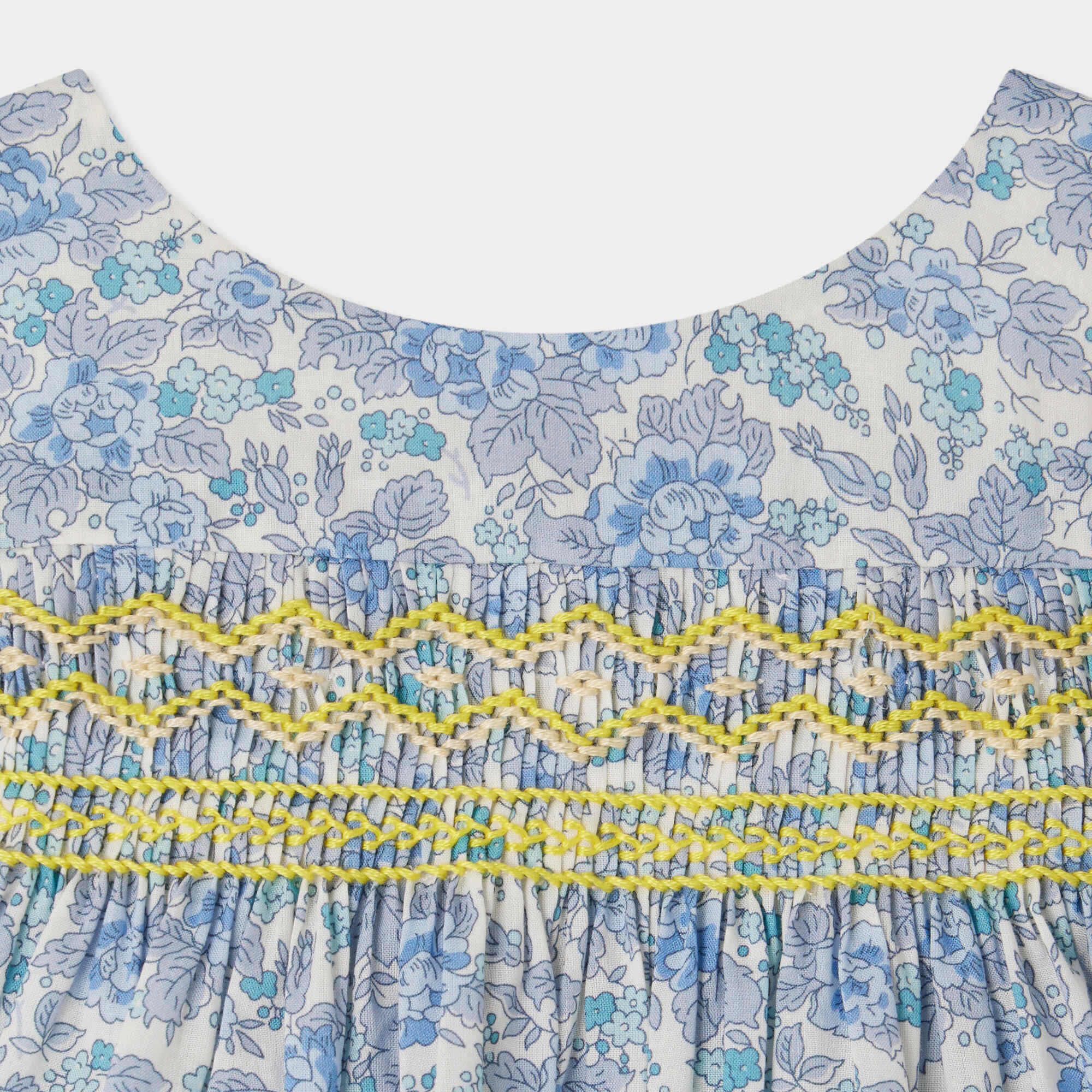 Baby Girls Light Blue Floral Cotton Blouse