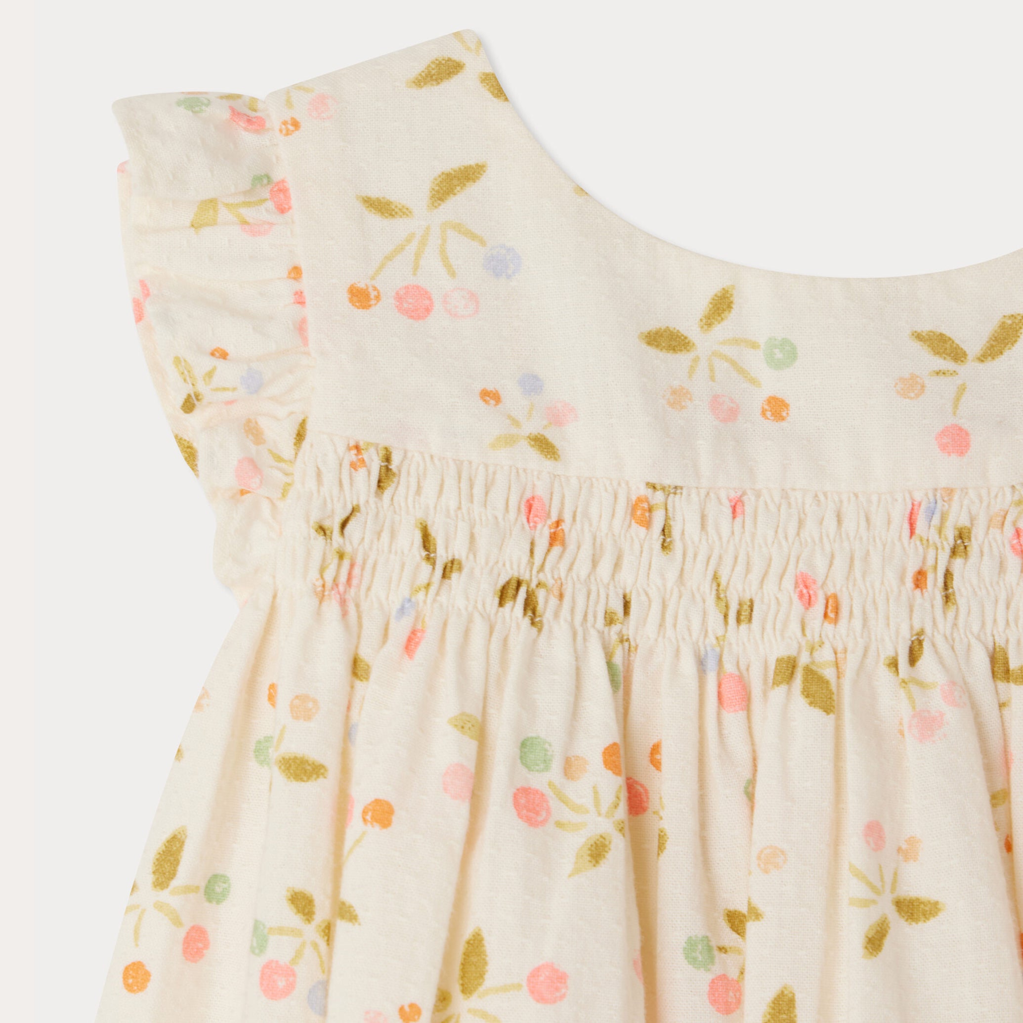 Baby Girls Ivory Cherry Printed Cotton Dress