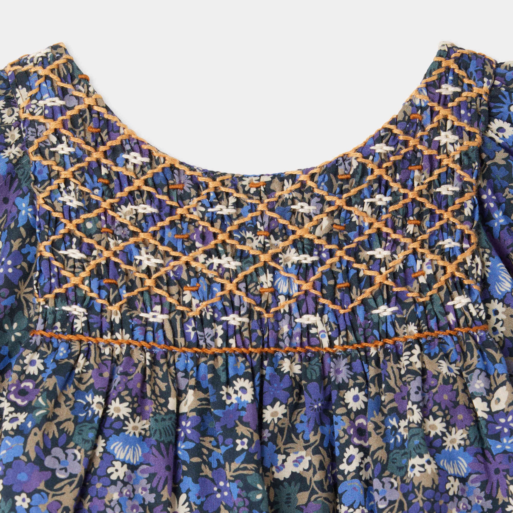 Baby Girls Blue Floral Cotton Dress