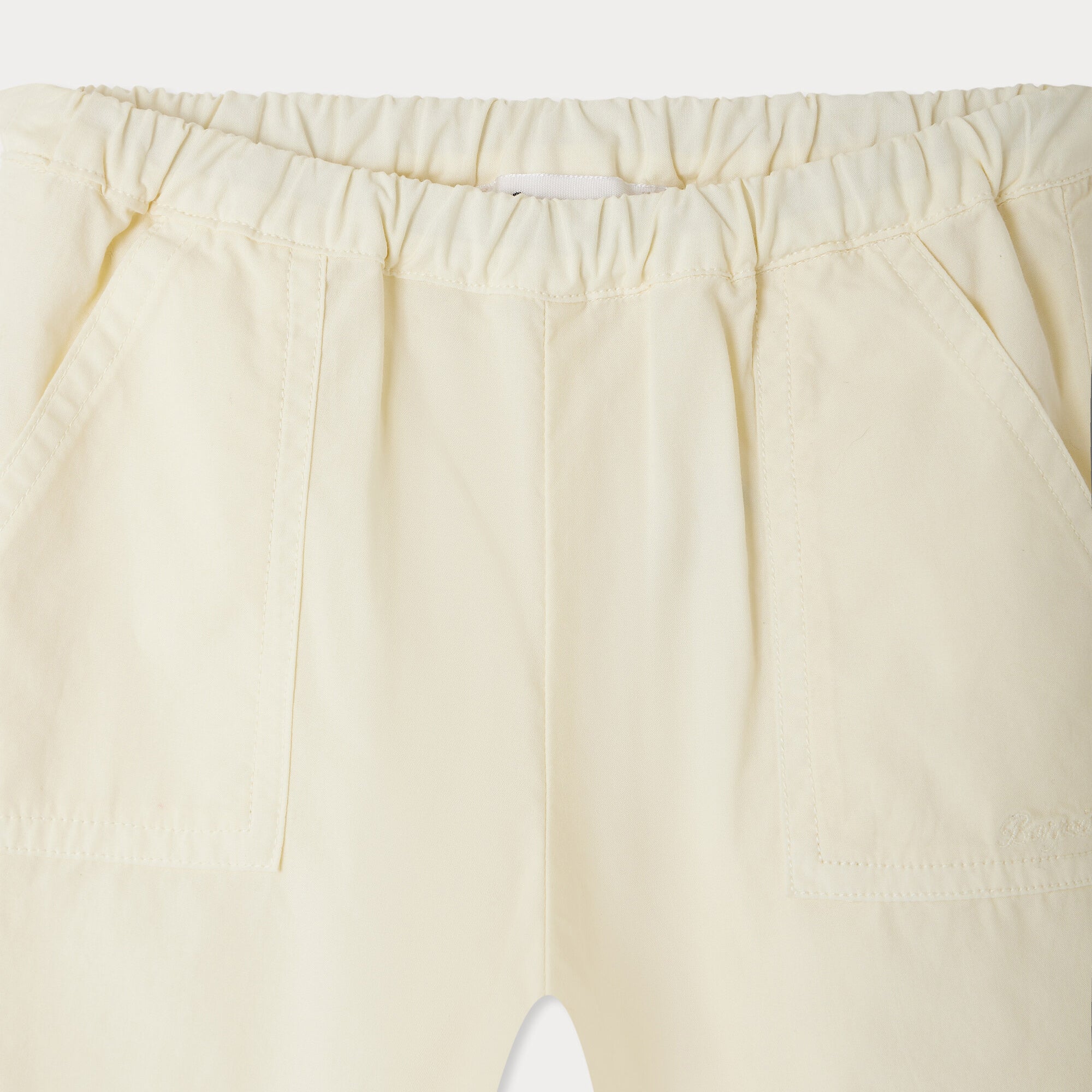 Baby Boys & Girls Light Yellow Cotton Trousers