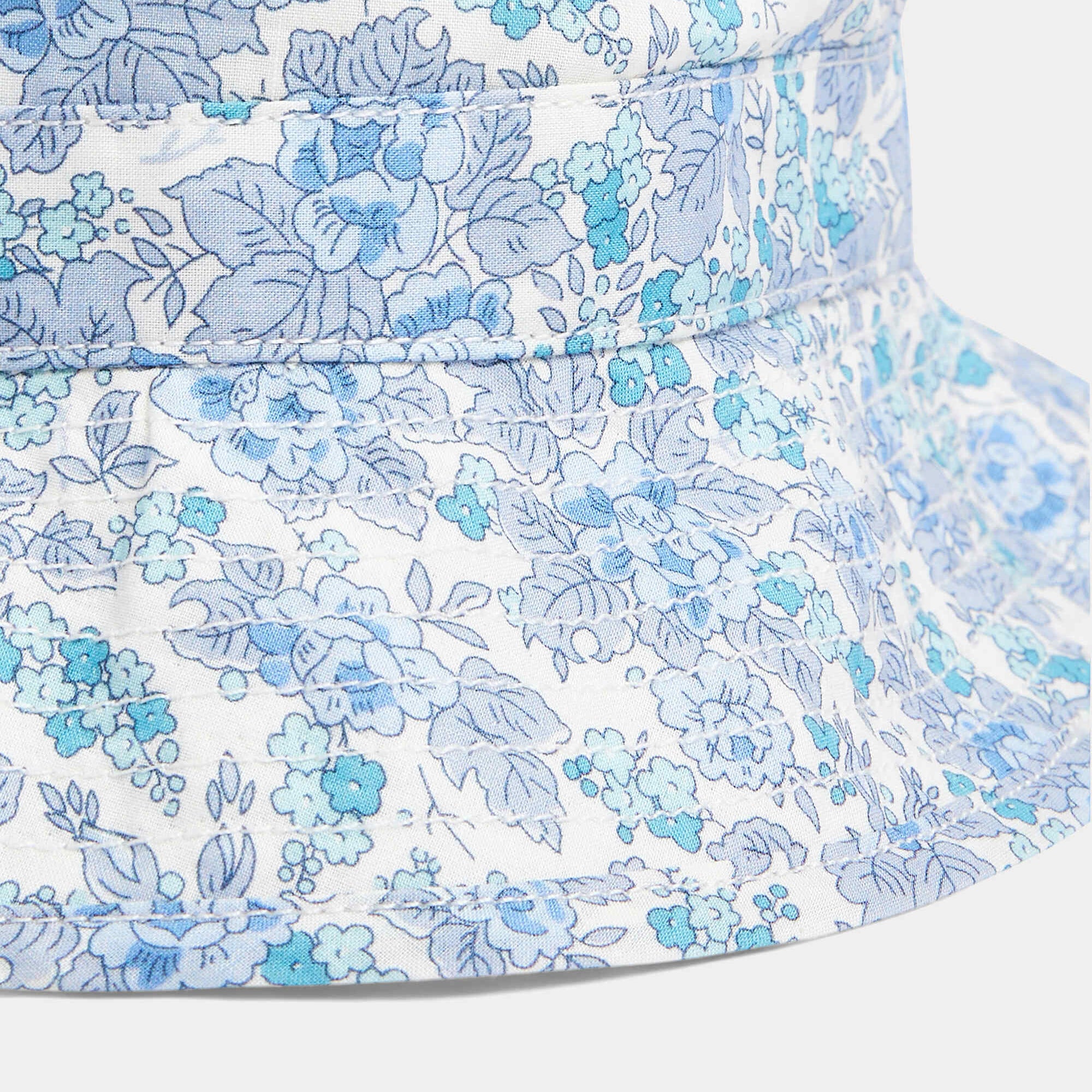 Baby Boys & Girls Blue Floral Cotton Bucket Hat