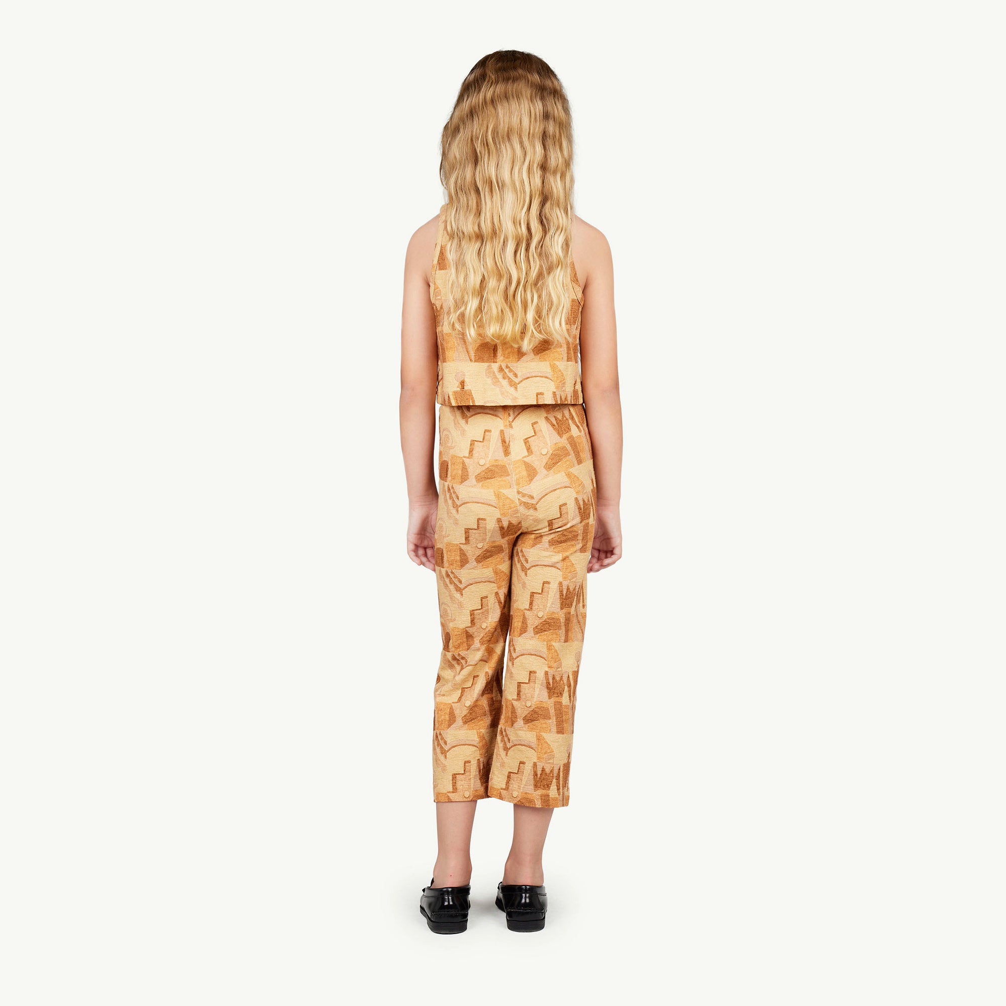 Girls Beige Printed Cotton Vest
