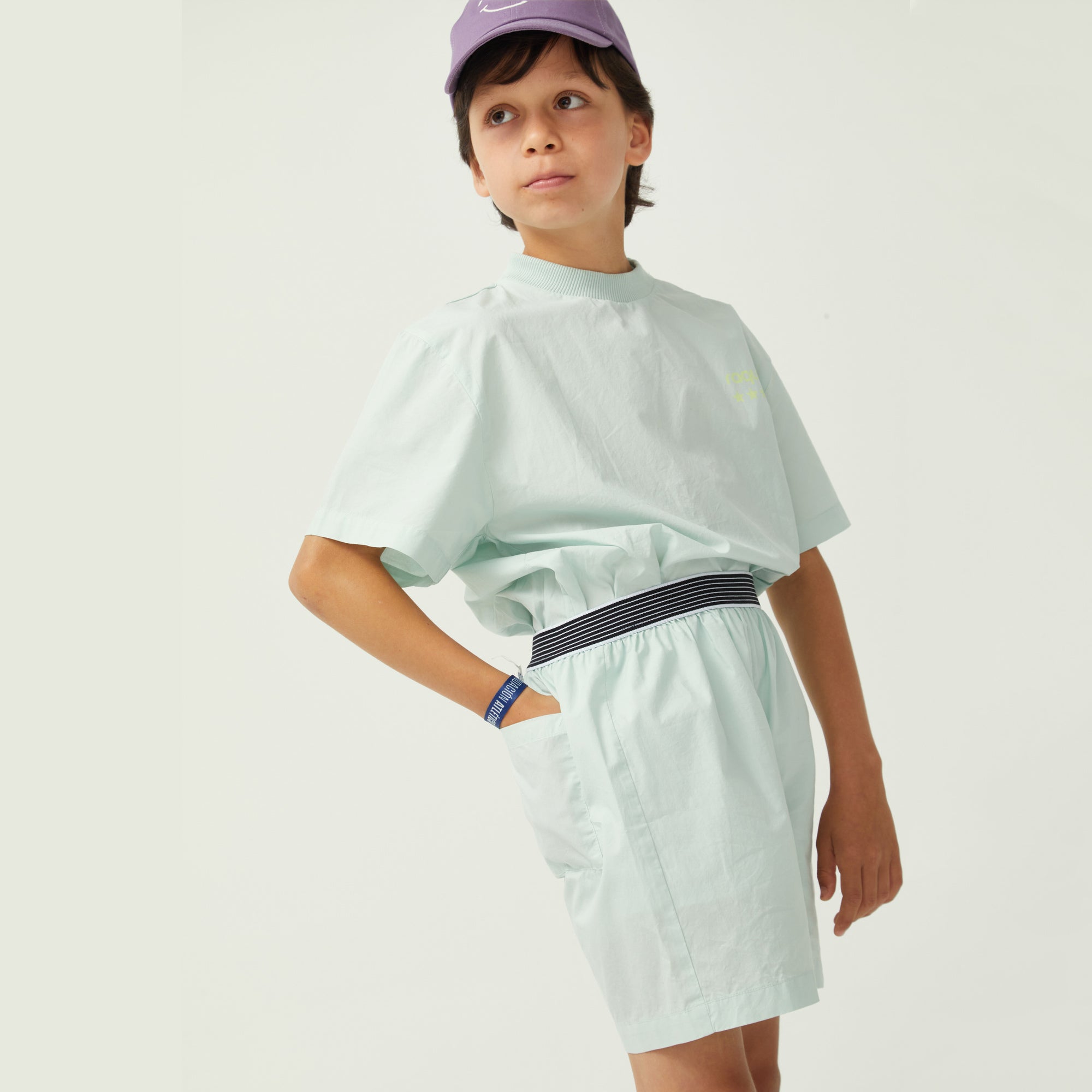 Boys & Girls Light Blue Cotton Shorts