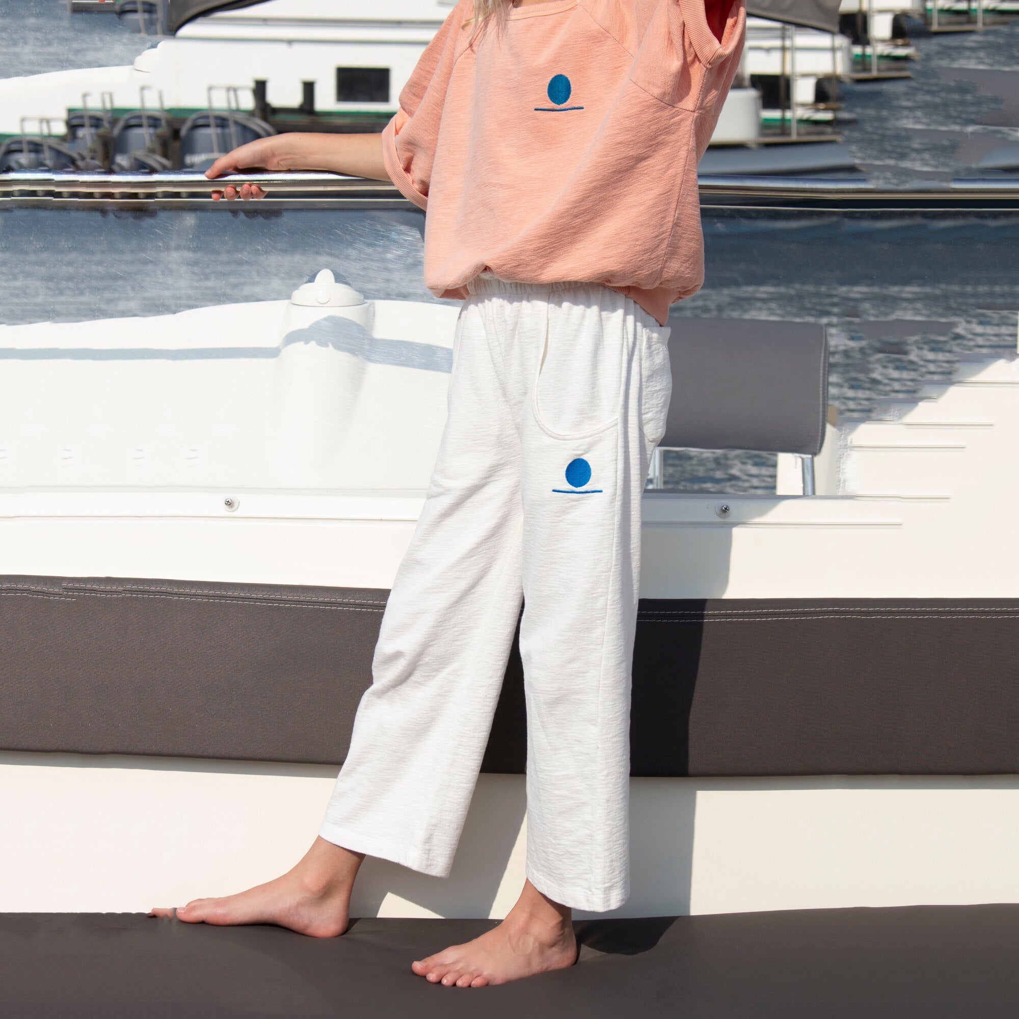 Boys & Girls White Cotton Trousers