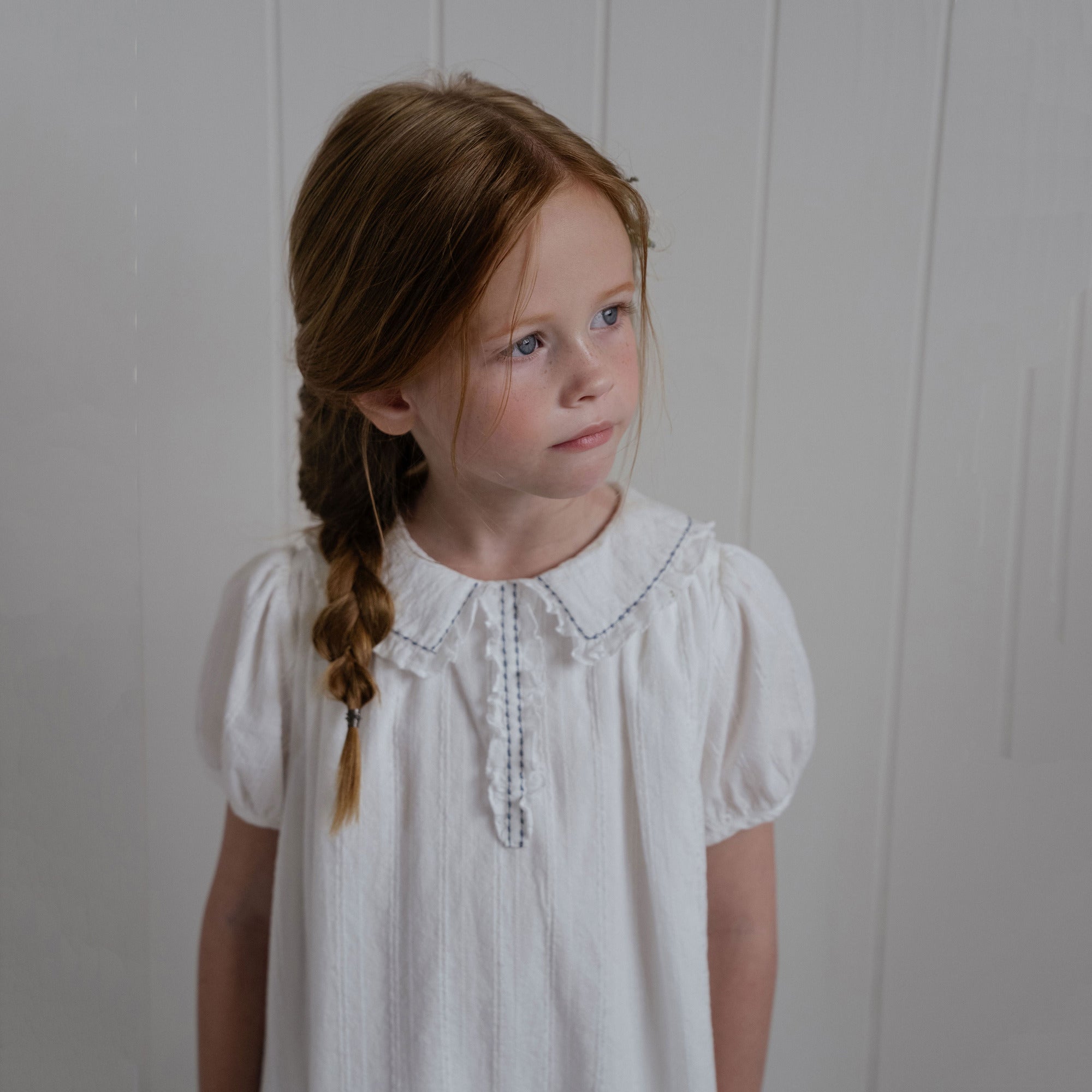Girls White Cotton Dress