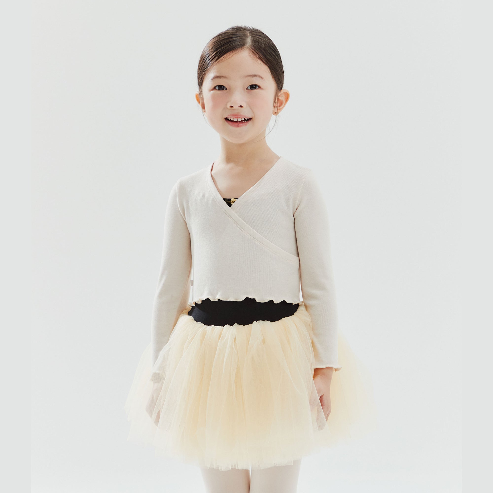 Girls Cream Ballet V-neck T-Shirt