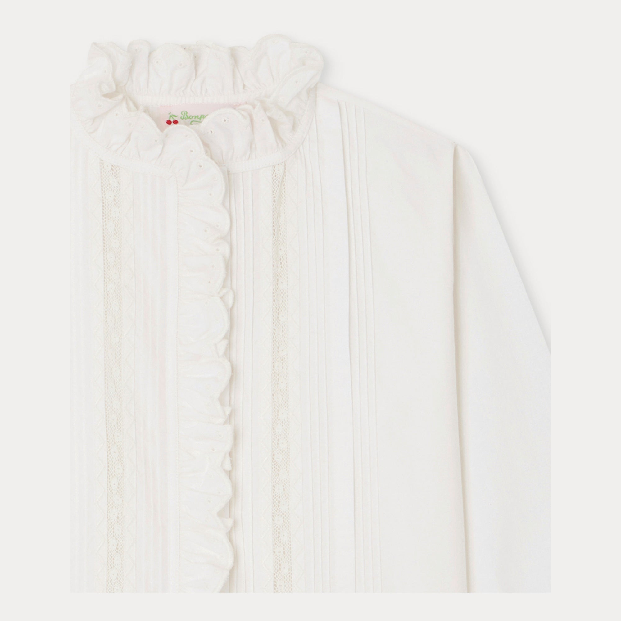 Girls White Embroidered Cotton Shirt