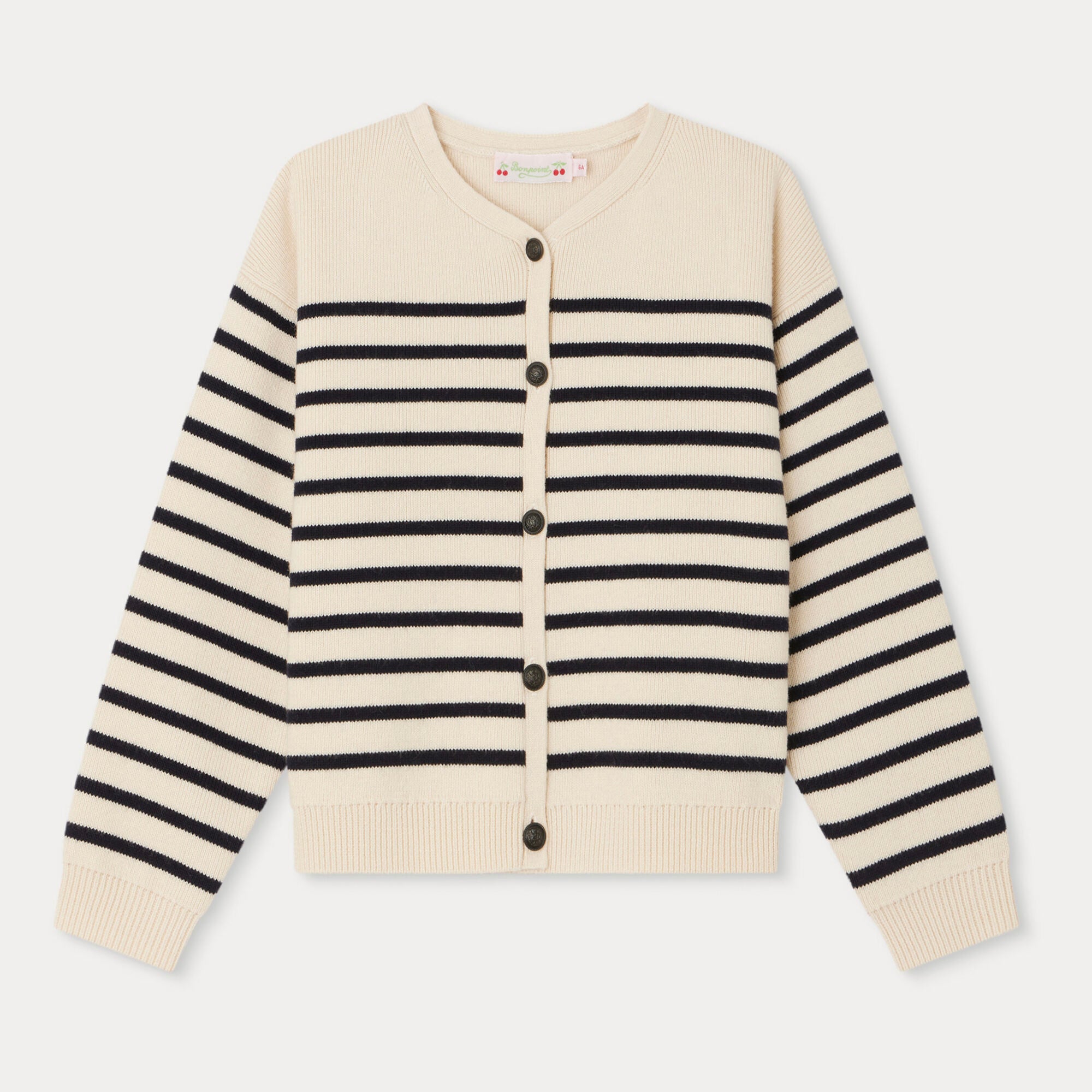 Girls Black Stripes Wool Cardigan