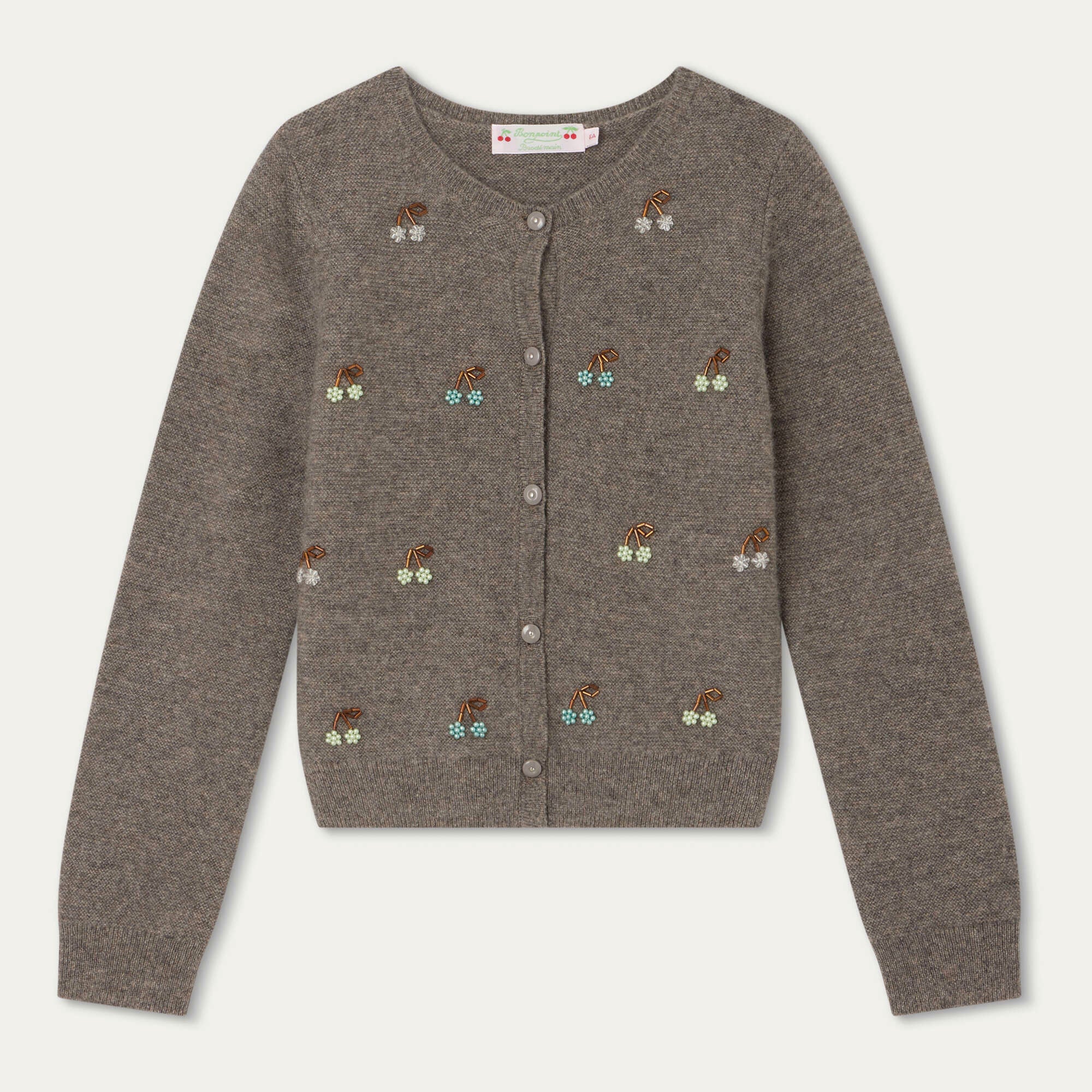 Girls Grey Logo Cashmere Cardigan