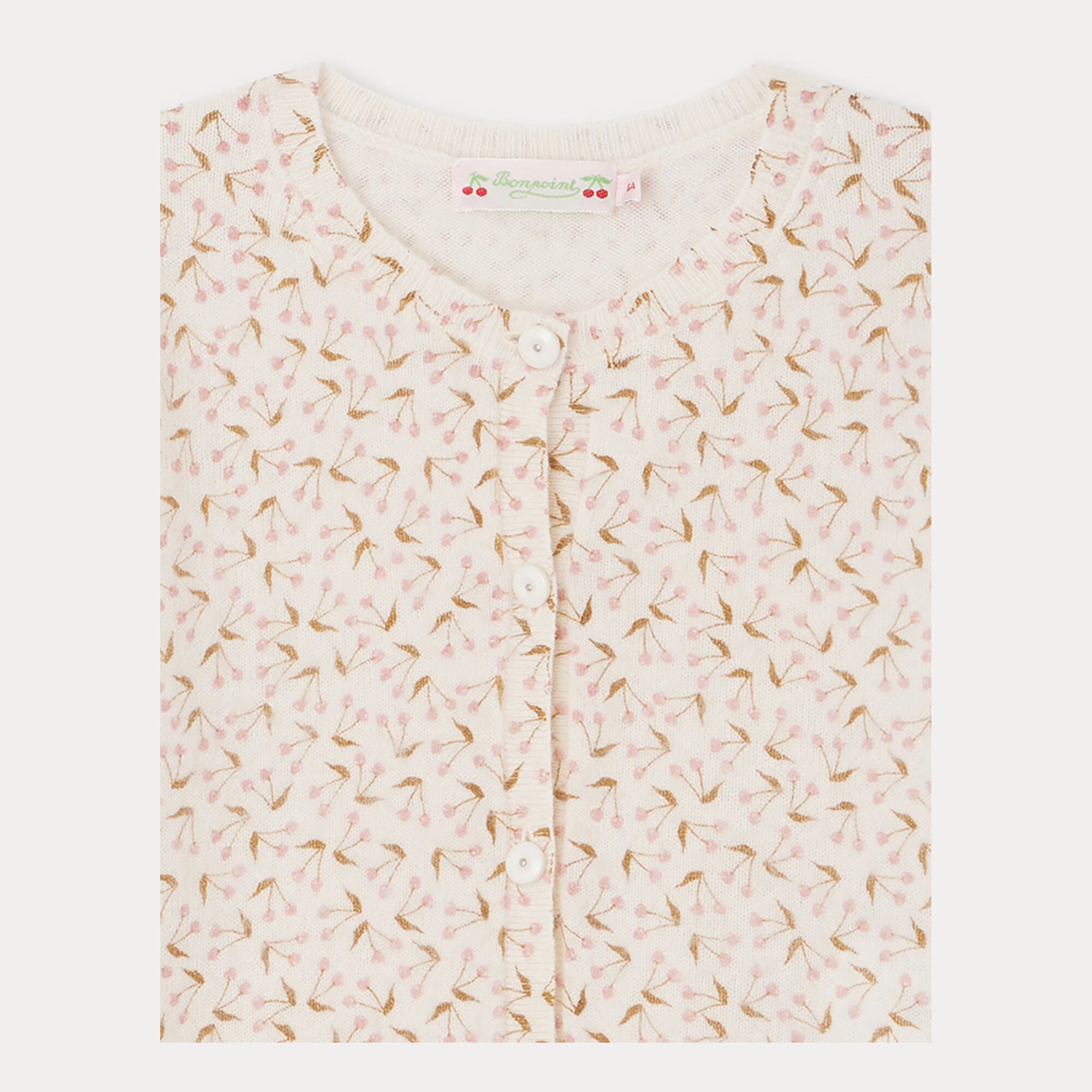 Girls White Cherry Cashmere Cardigan