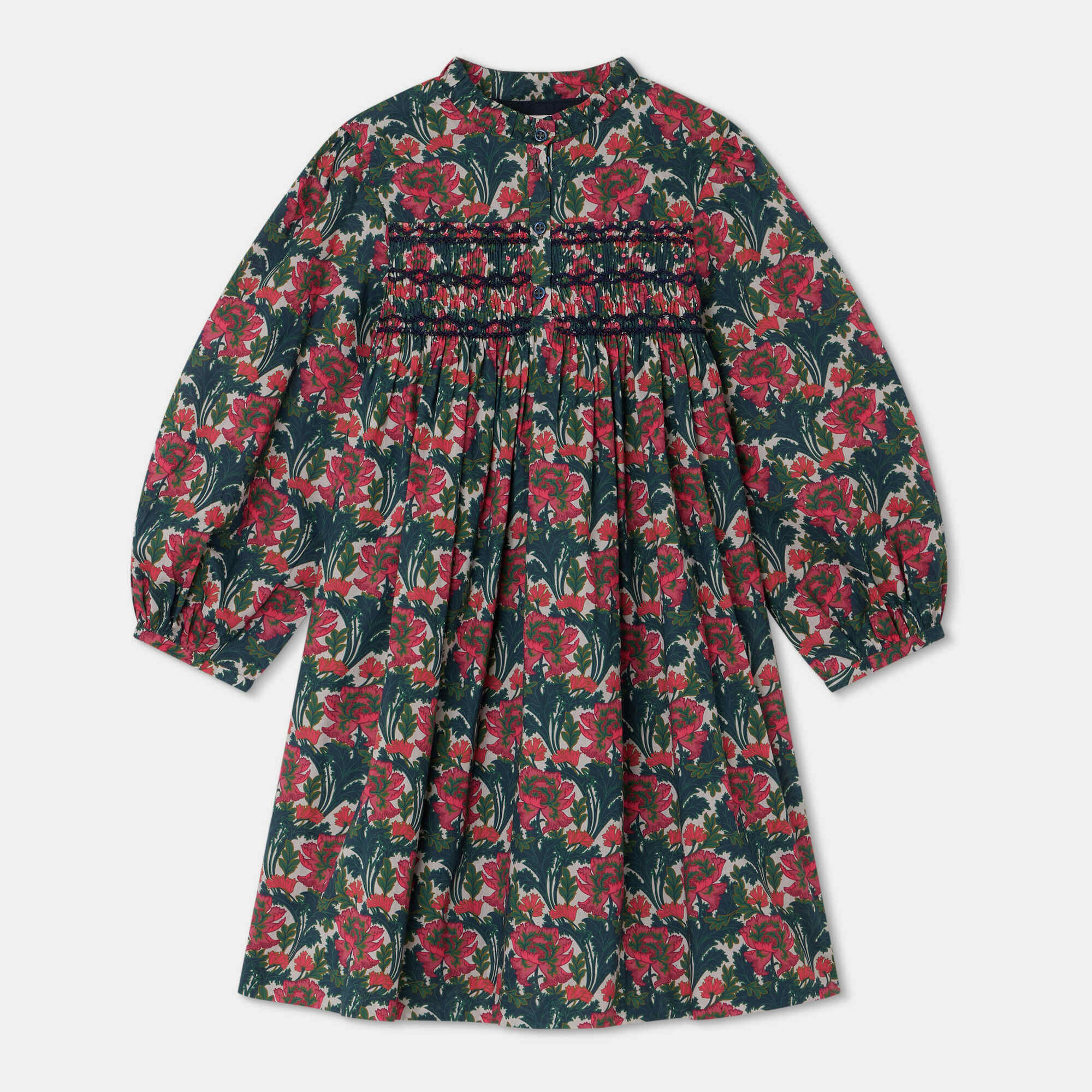 Girls Red Flower Cotton Dress