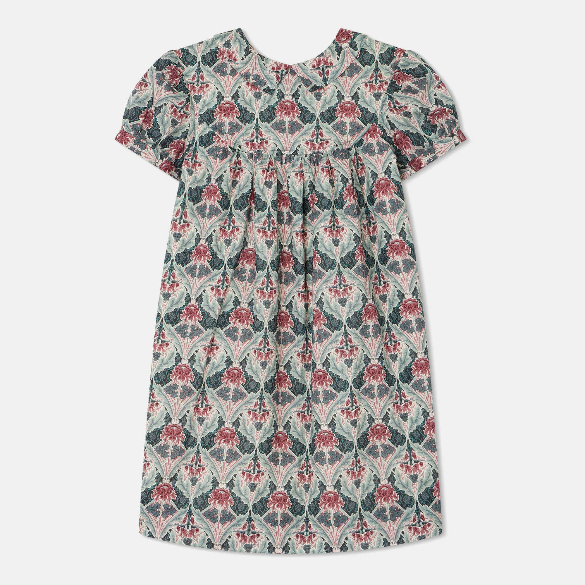 Girls Green Flower Cotton Dress