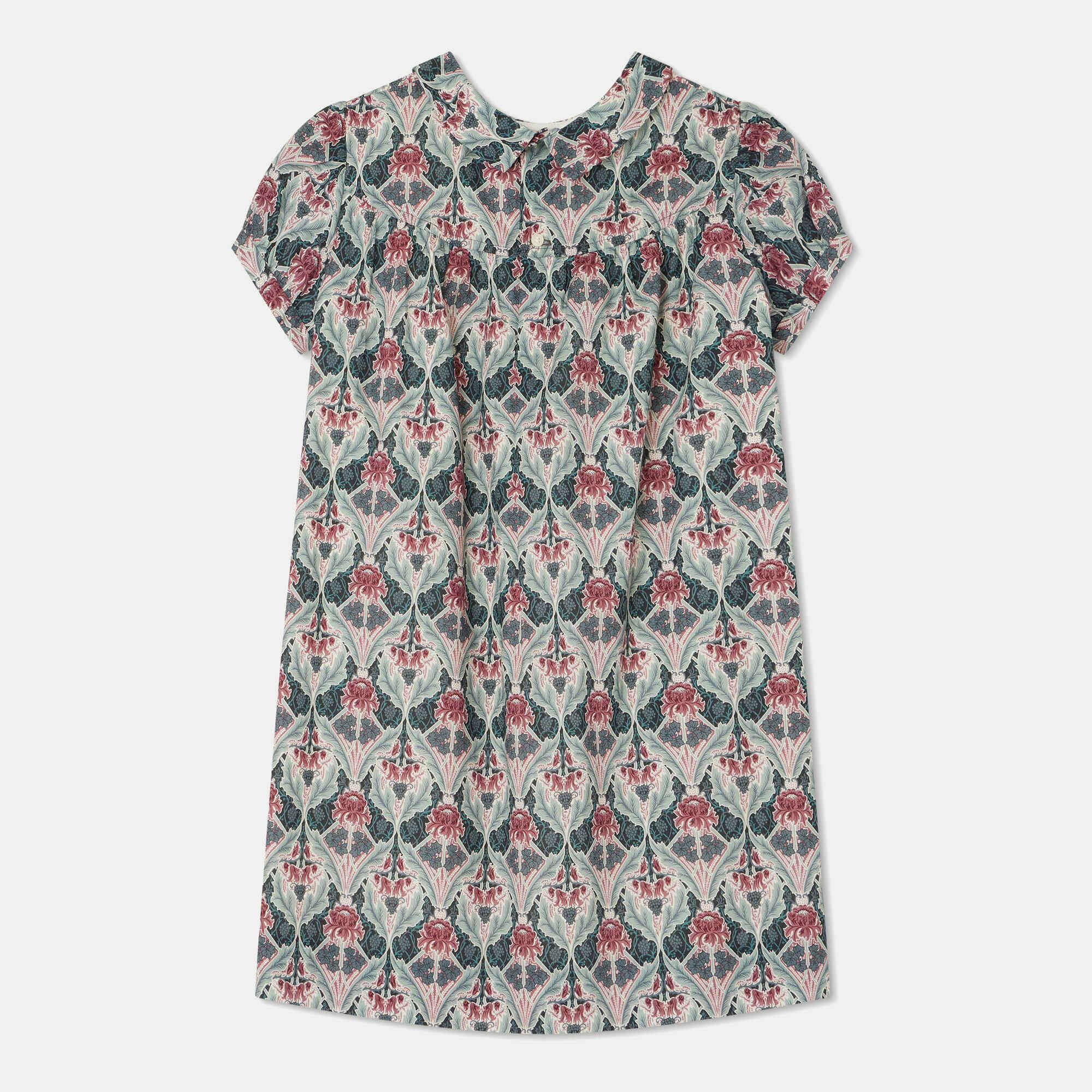 Girls Green Flower Cotton Dress