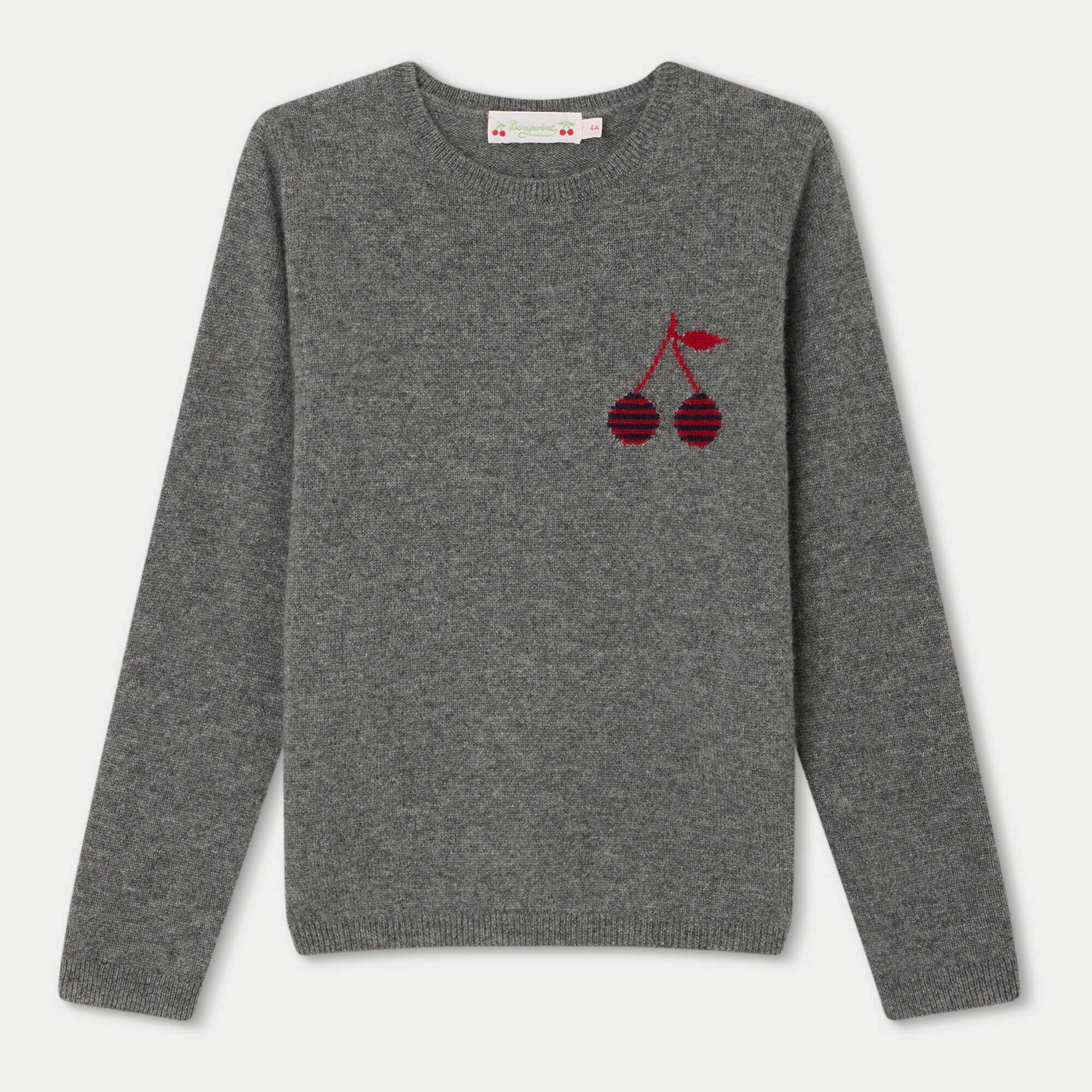 Girls Grey Logo Cashmere Sweater