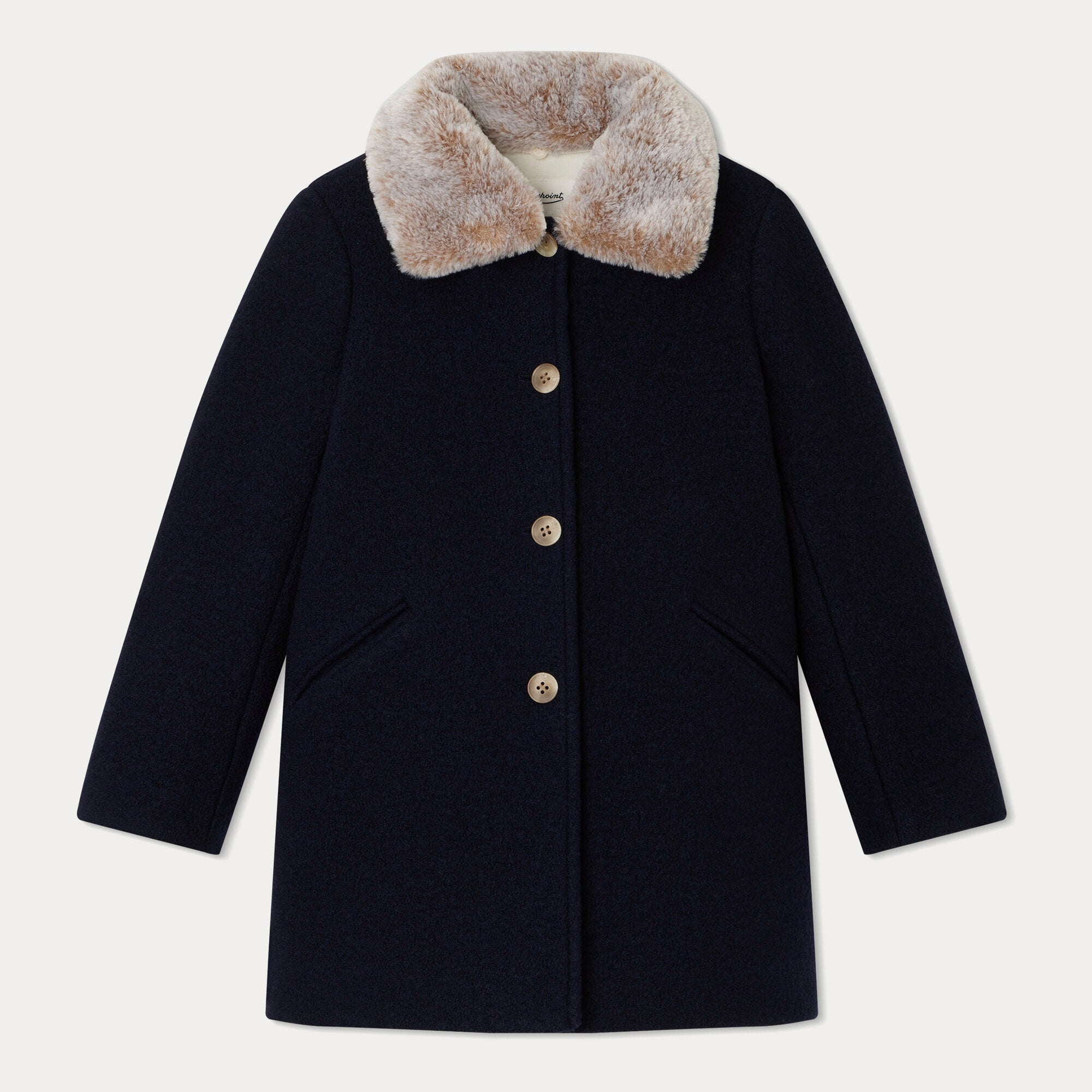 Girls Navy Wool Coat