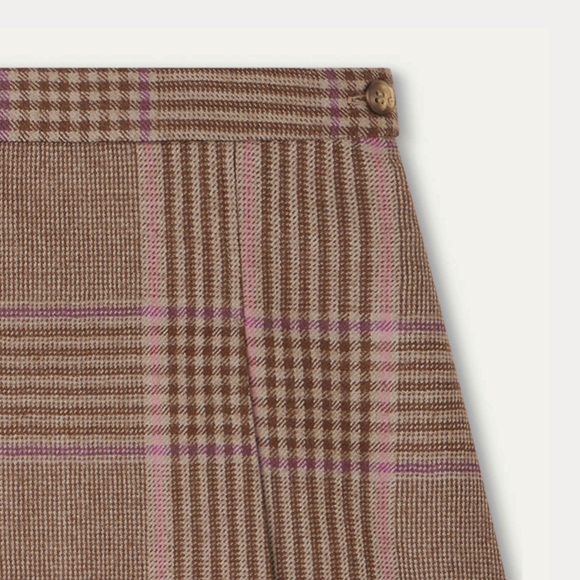 Girls Camel Check Wool Skirt