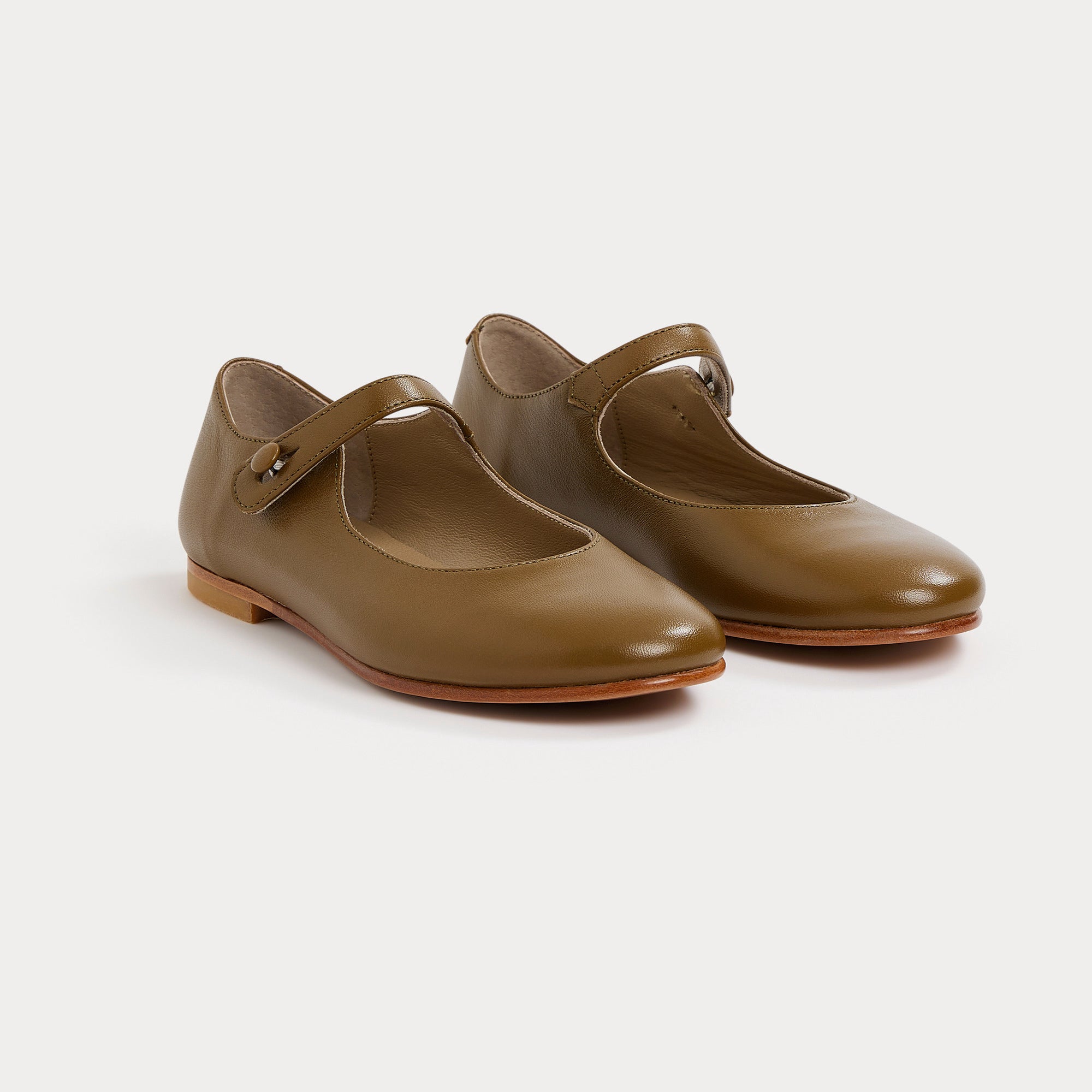 Girls Army Green Flat Shoes