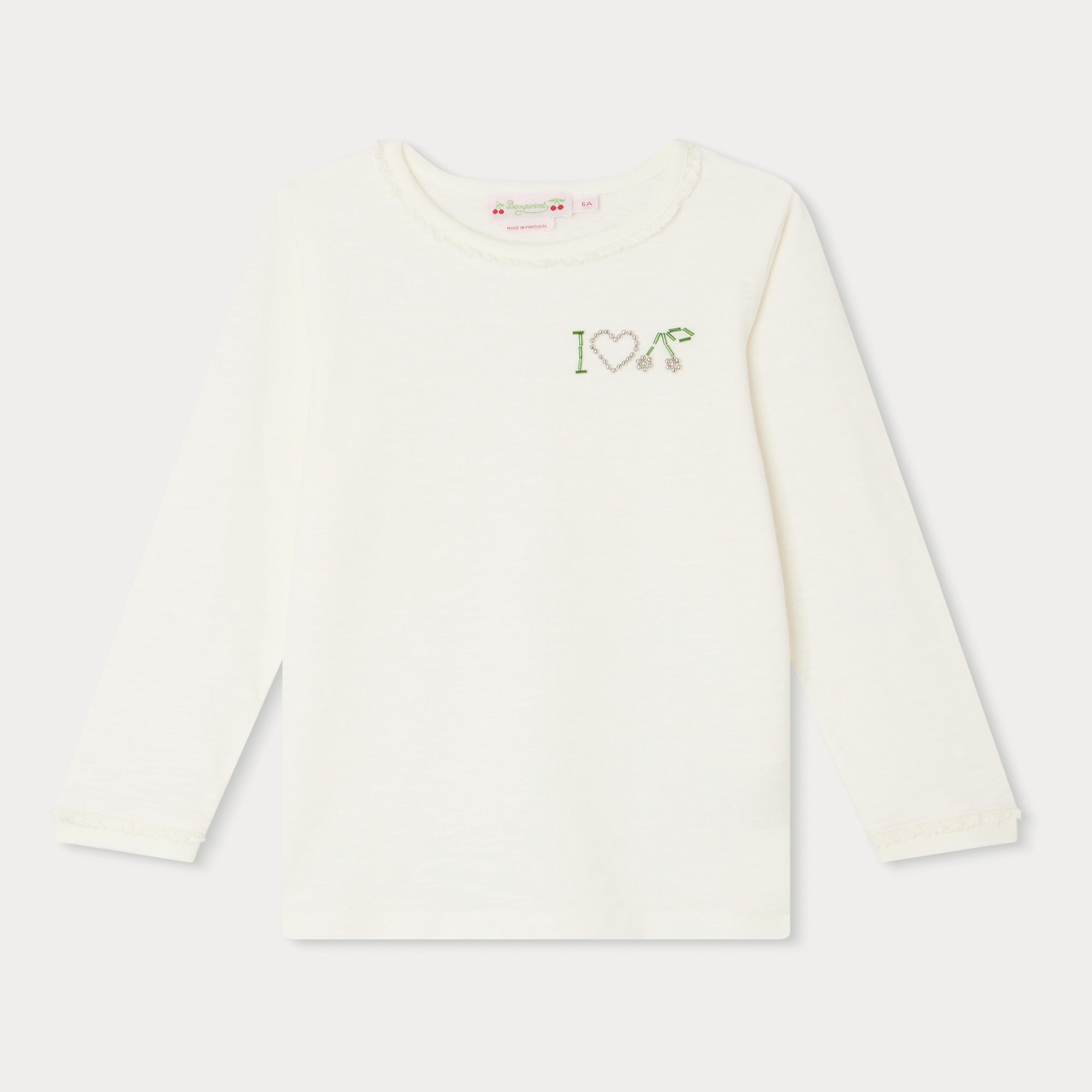 Girls White Cotton T-Shirt
