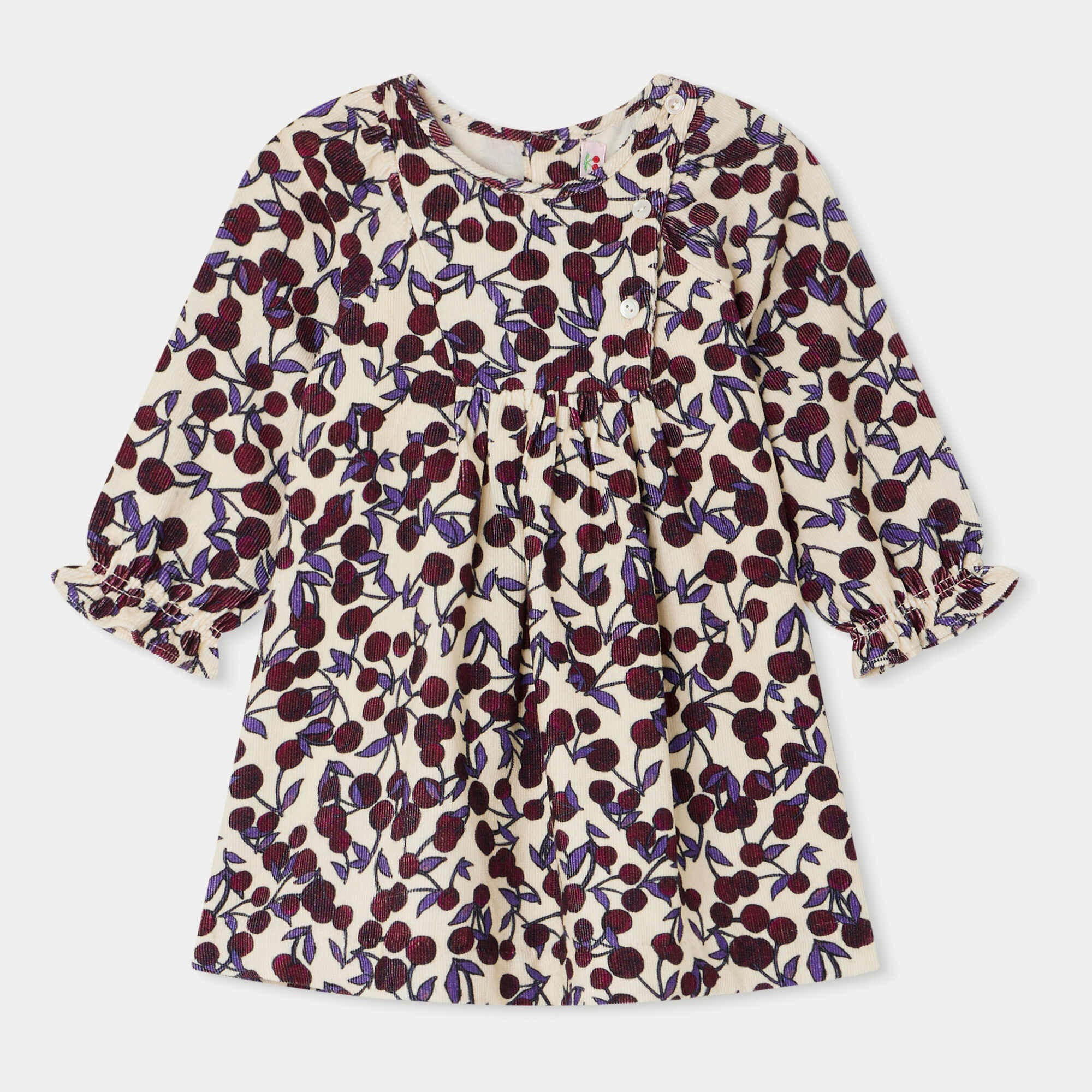 Baby Girls Purple Cherry Corduroy Dress