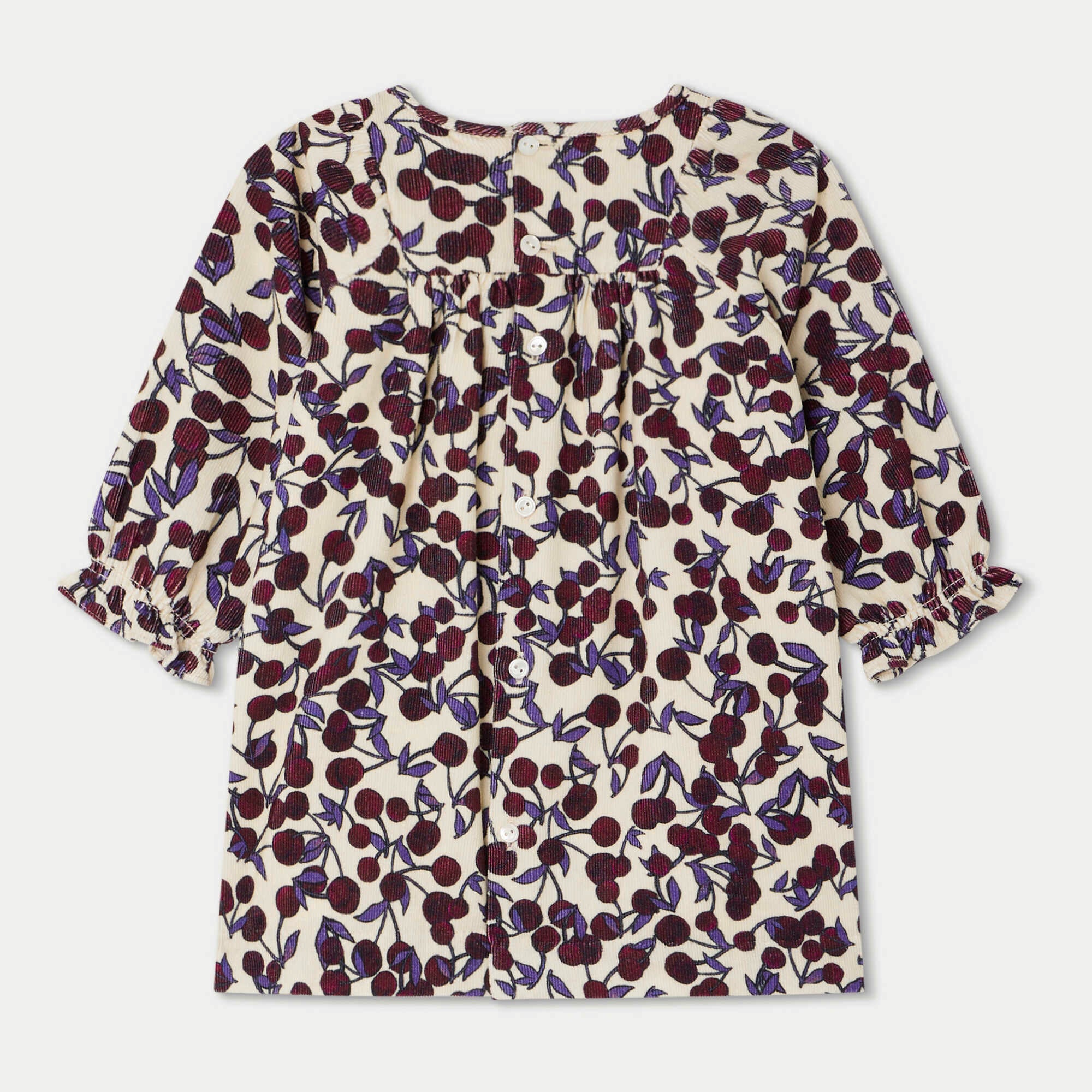 Baby Girls Purple Cherry Corduroy Dress