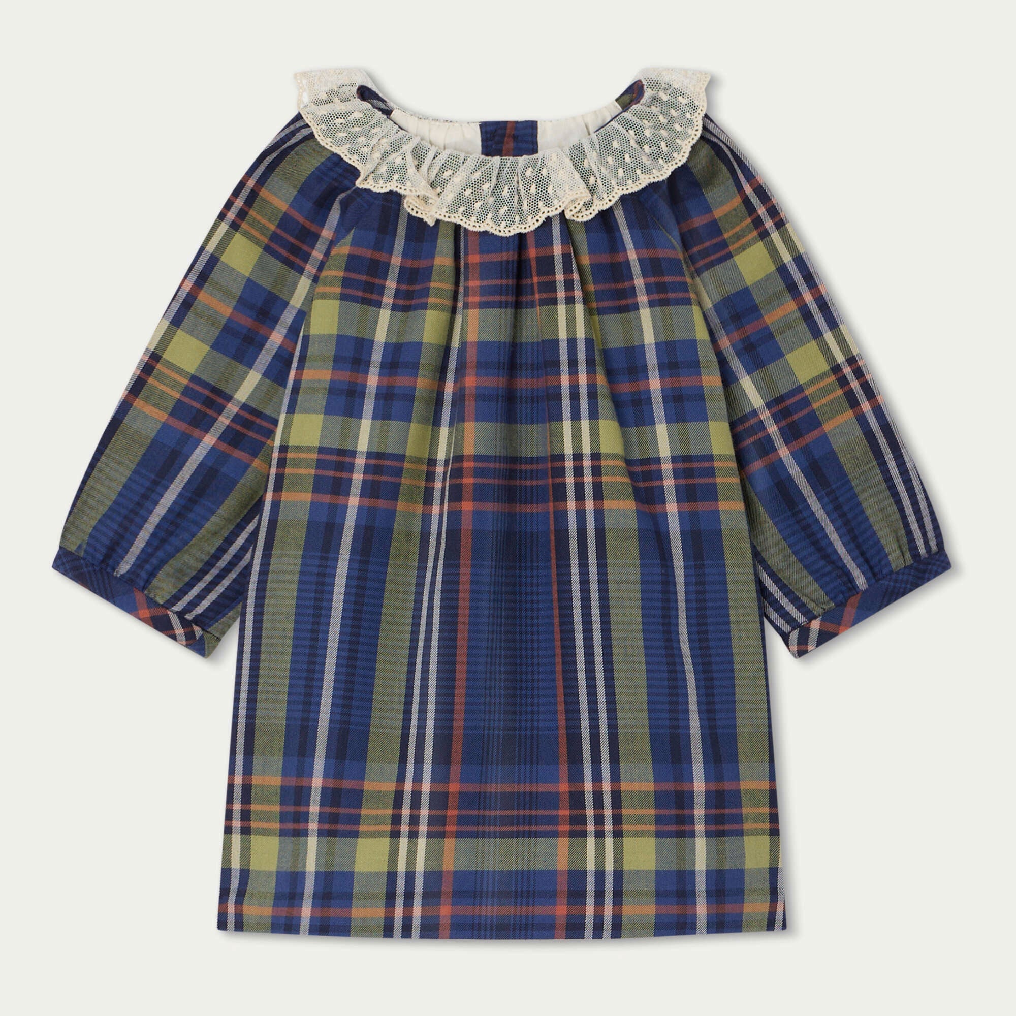 Baby Girls Blue Check Cotton Dress