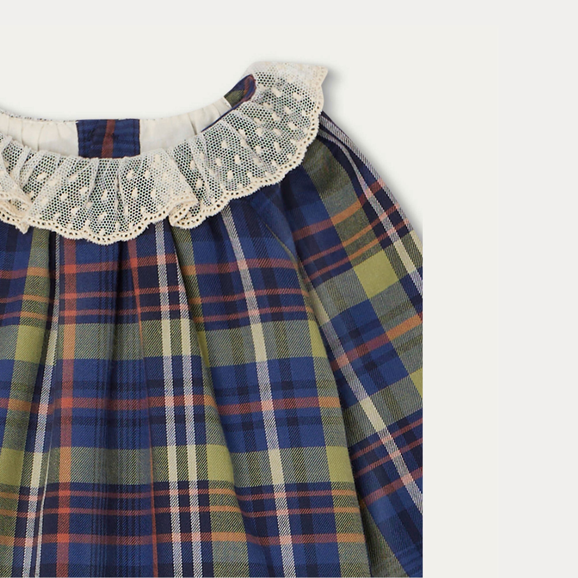 Baby Girls Blue Check Cotton Dress