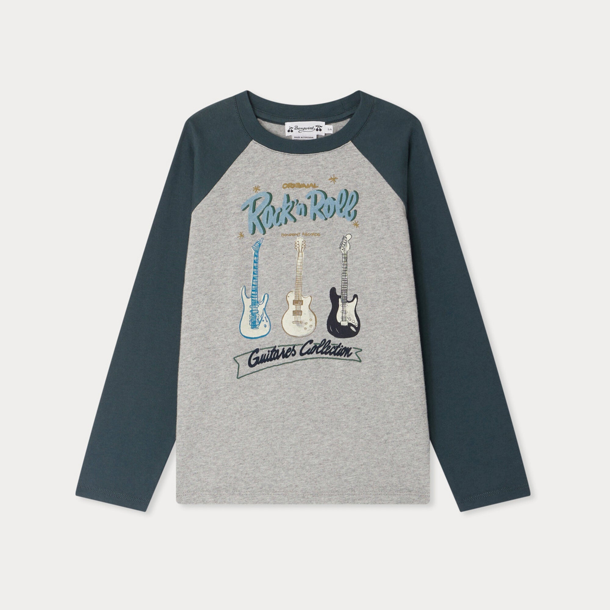 Boys Dark Green Printed Cotton T-Shirt