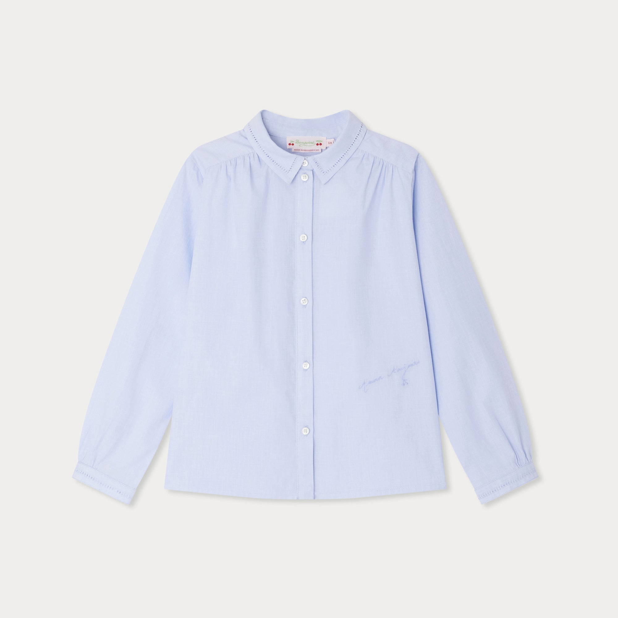 Girls Light Blue Cotton Blouse