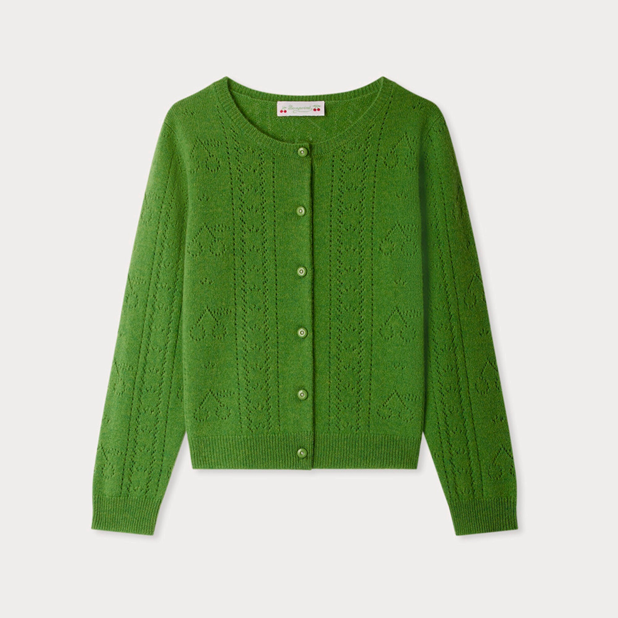 Girls Green Knit Cashmere Cardigan