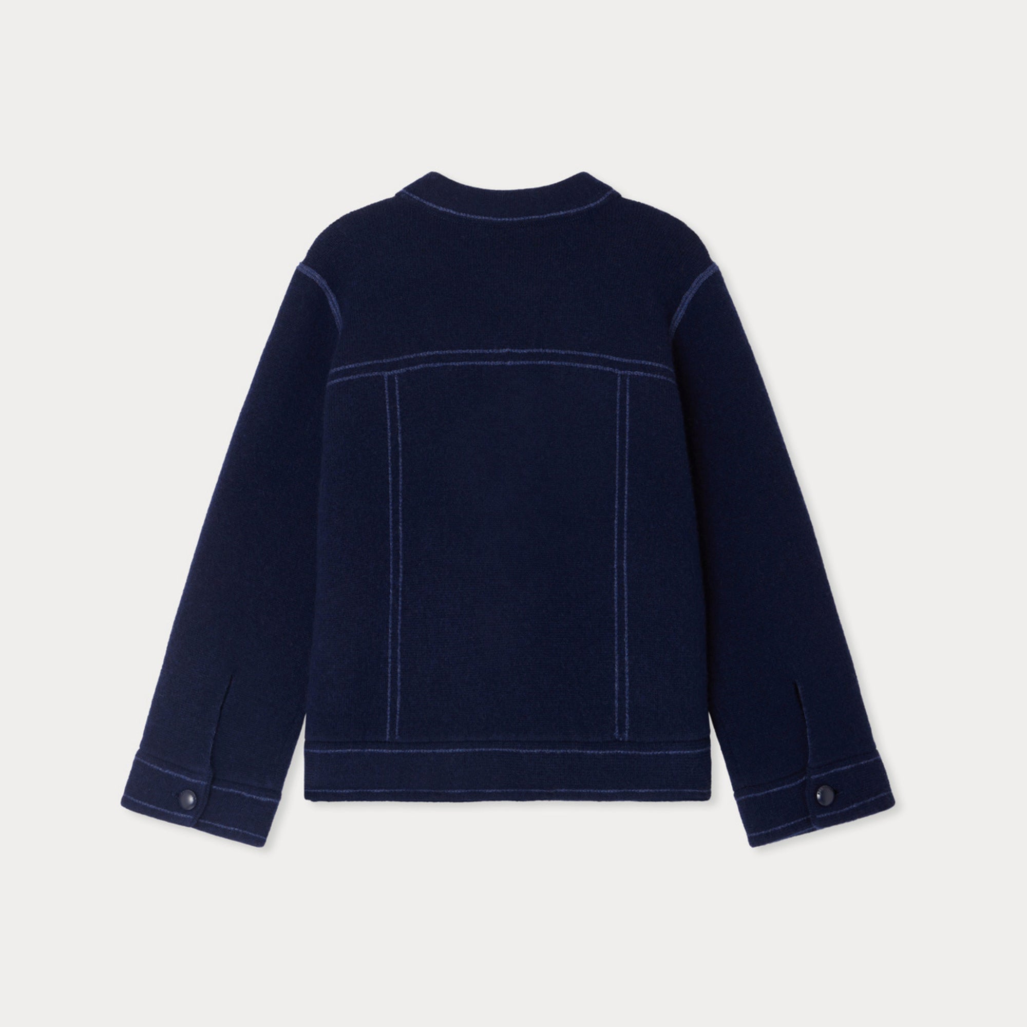 Girls Navy Wool Knit Coat