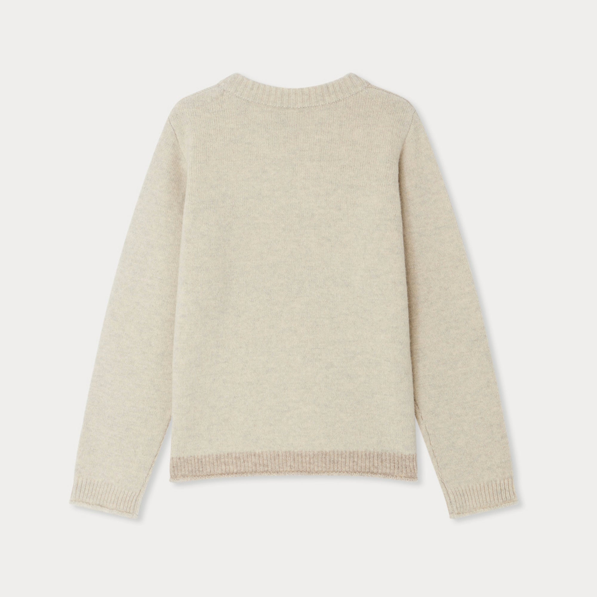 Girls Beige Jacquard Wool Sweater