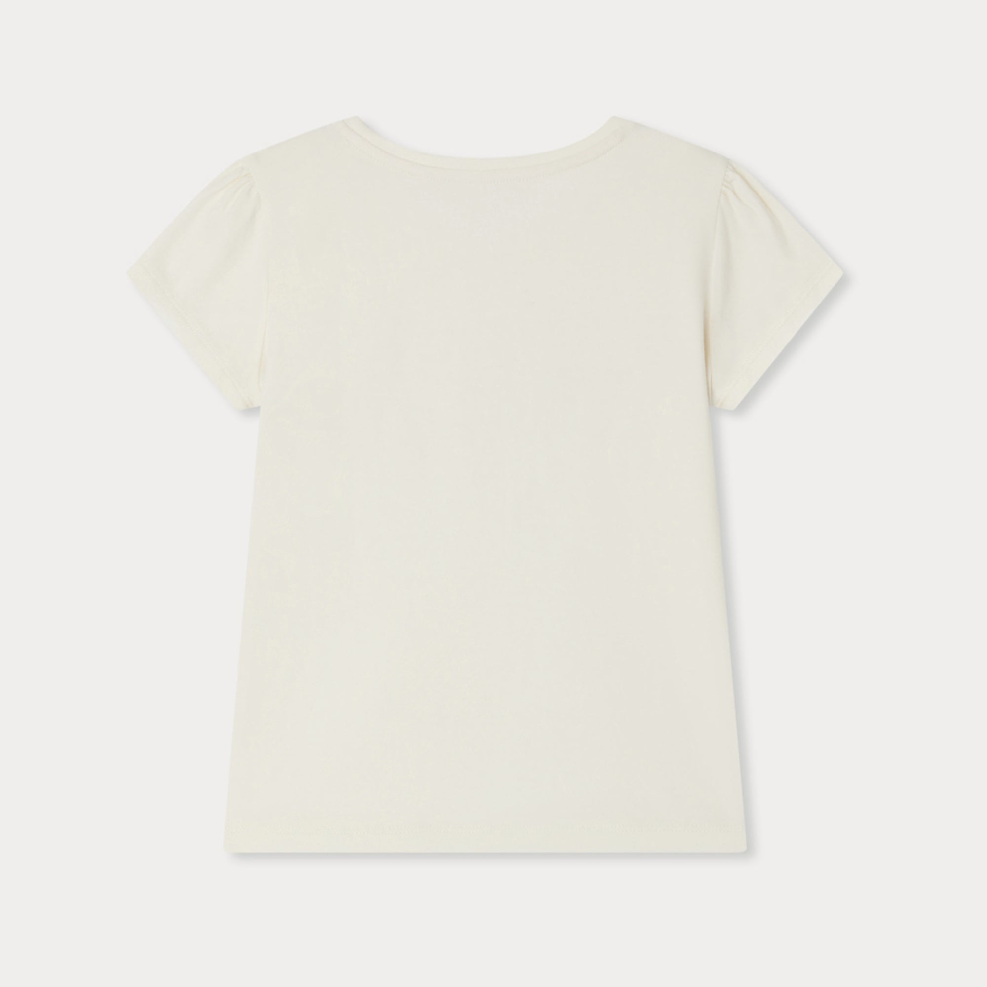 Girls White Printed Cotton T-Shirt