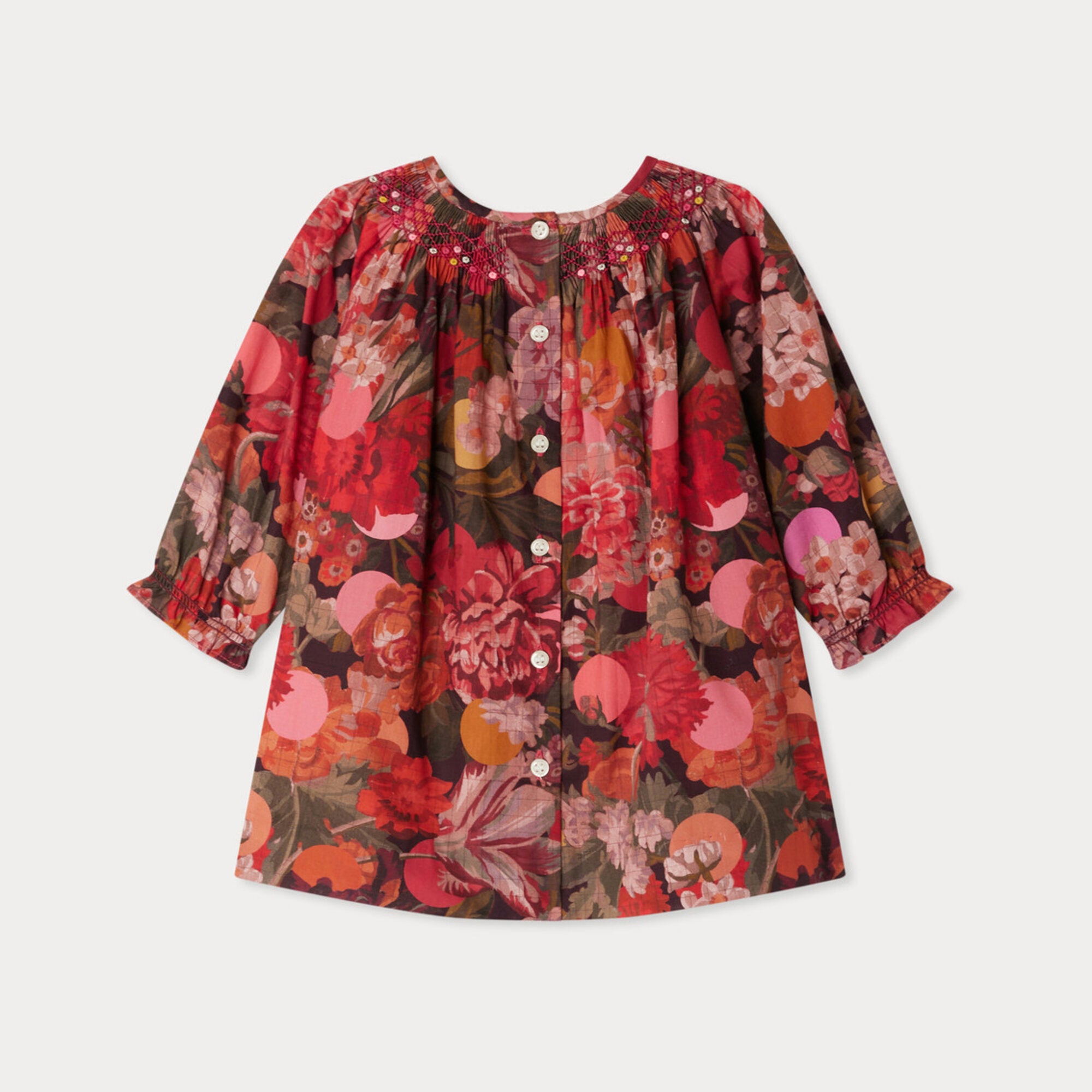 Baby Girls Red Flower Cotton Dress