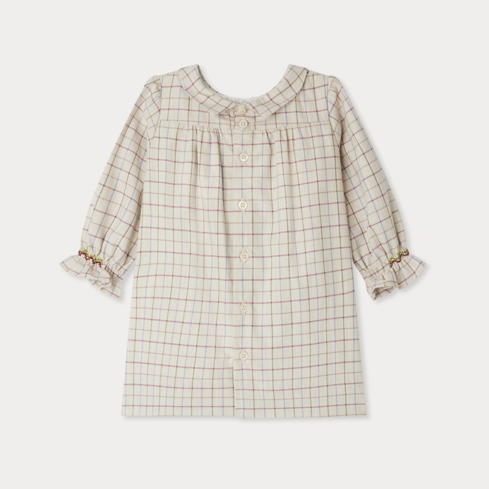 Baby Girls Ivory Check Cotton Dress