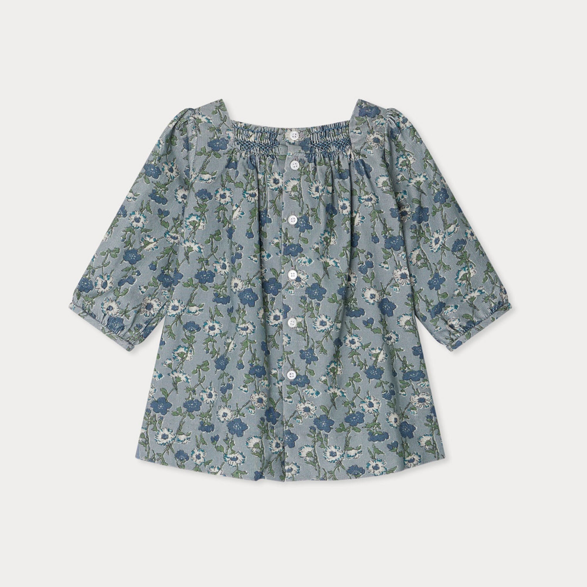 Baby Girls Green Flower Corduroy Dress