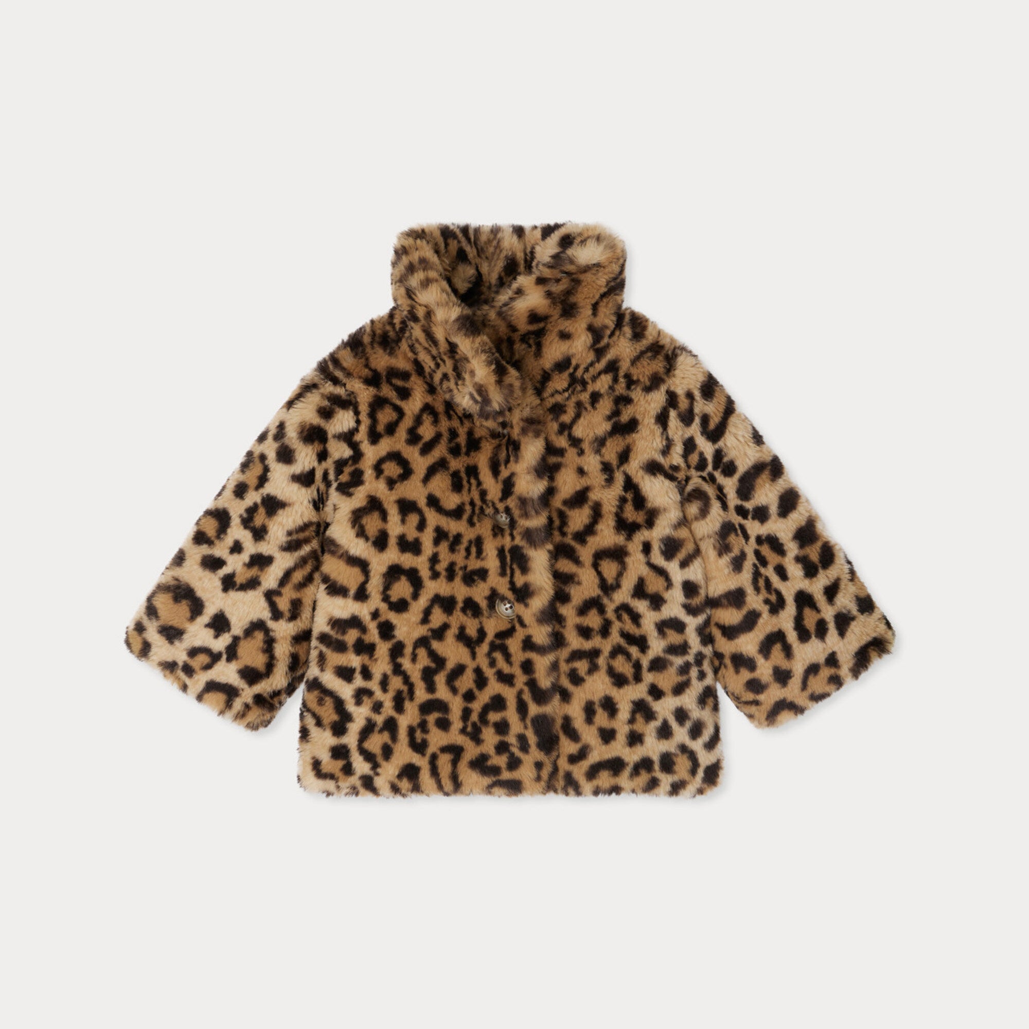 Baby Girls Brown Leopard Faux Fur Coat