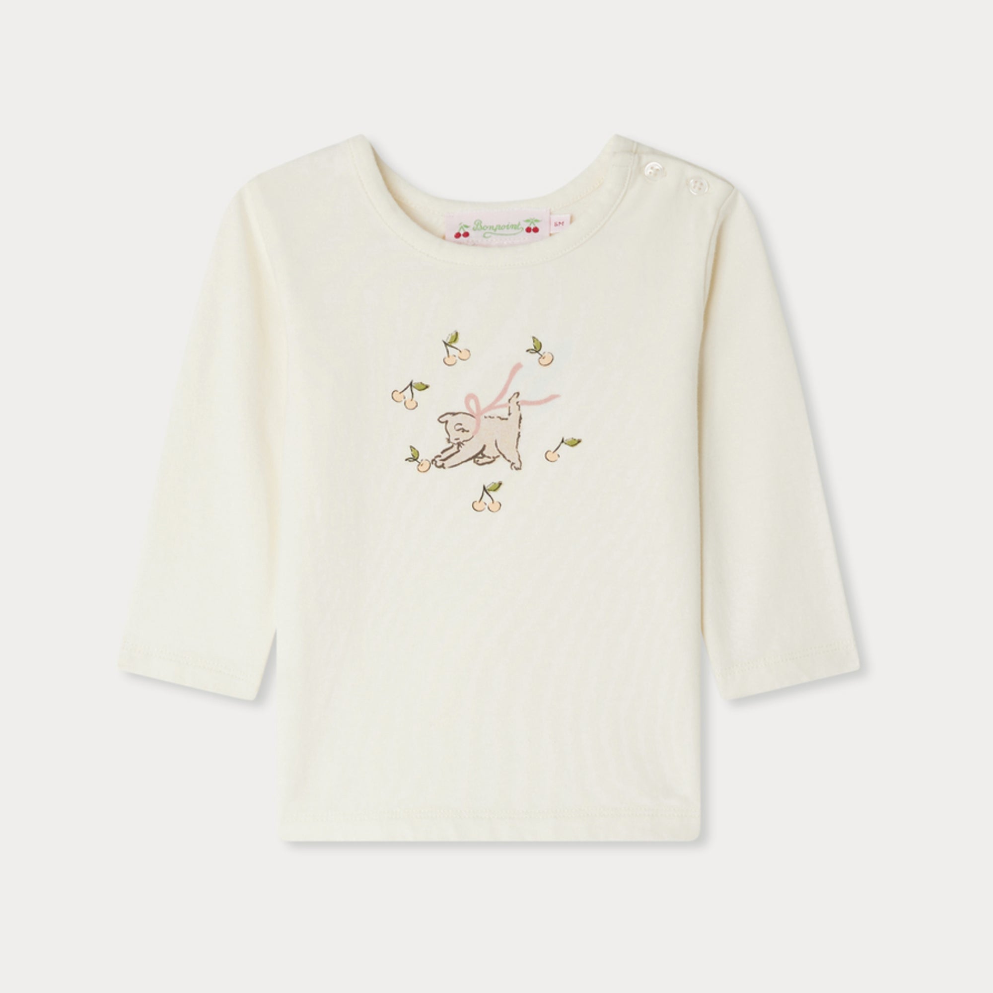 Baby Girls White Printed Cotton T-Shirt