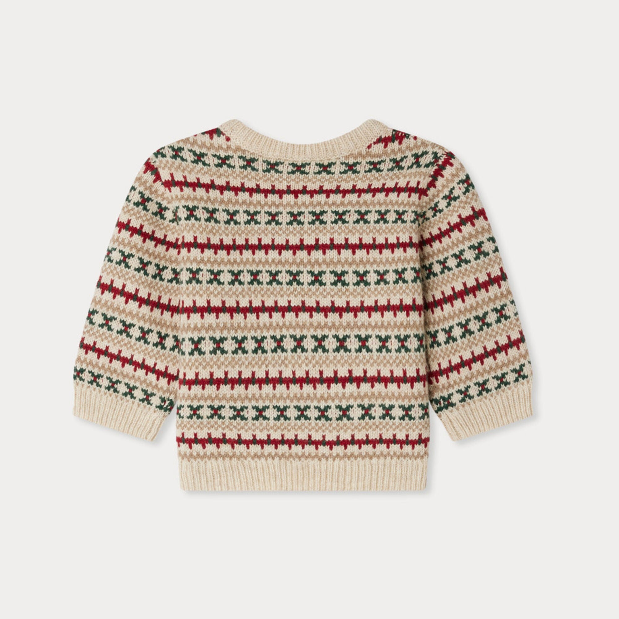 Baby Boys Beige Jacquard Wool Sweater