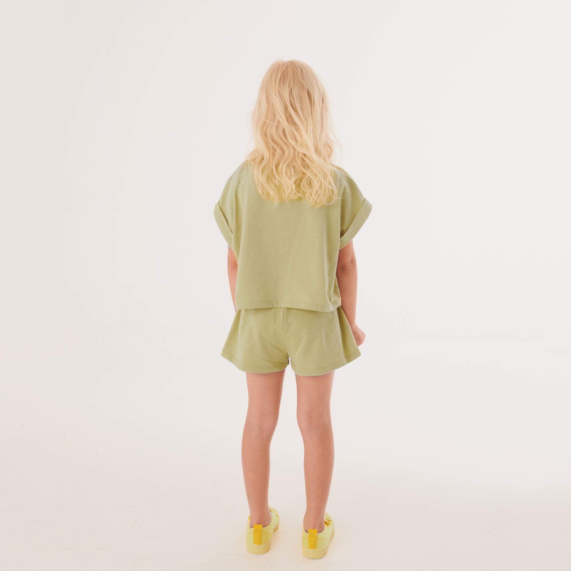 Girls Green Cotton Shorts