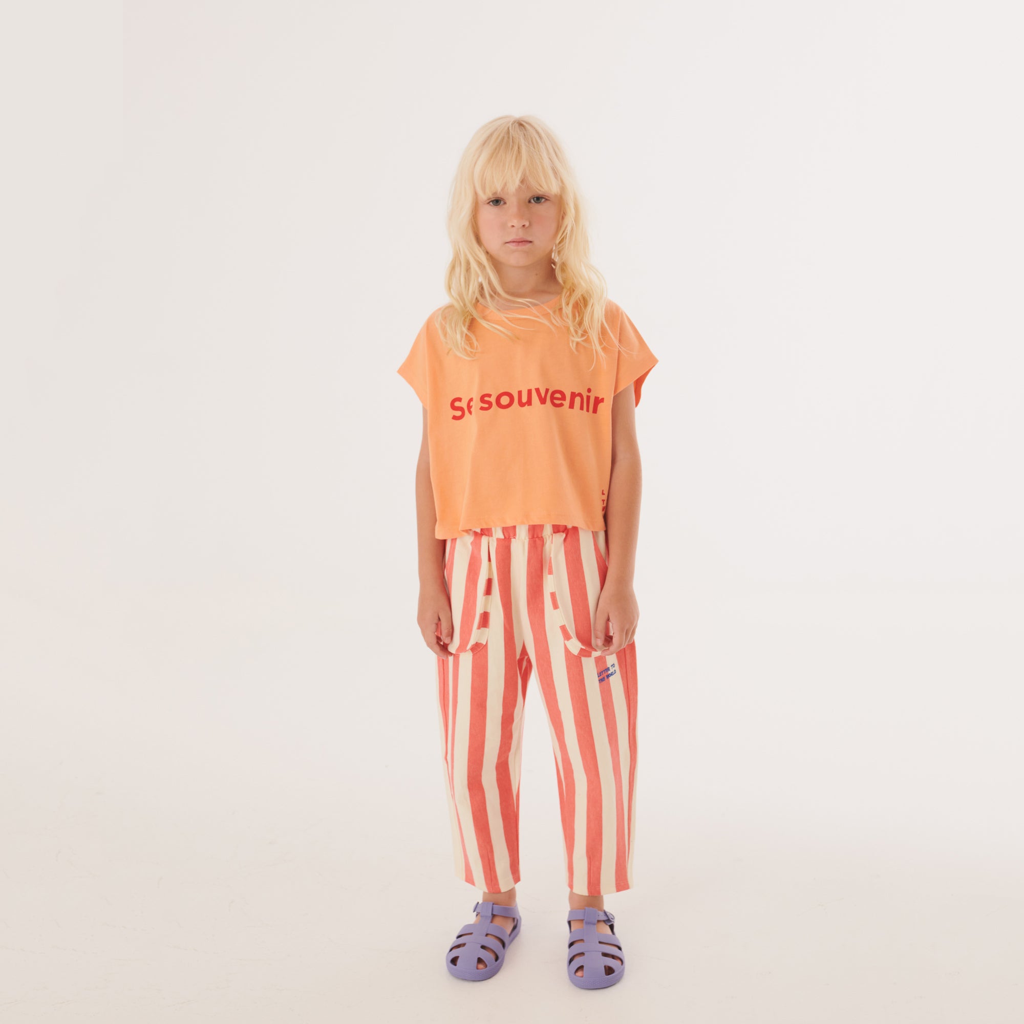 Girls Orange Logo Cotton T-Shirt